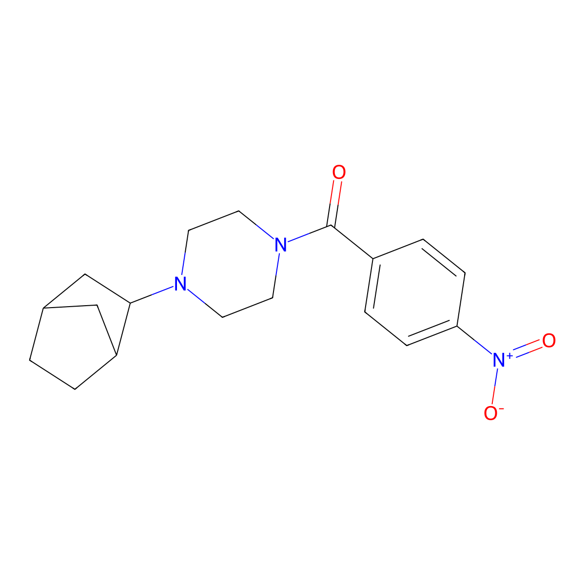1-Bicyclo[2.2.1]hept-2-yl-4-(4-nitrobenzoyl)piperazine molecular structure, CAS 473264-83-4