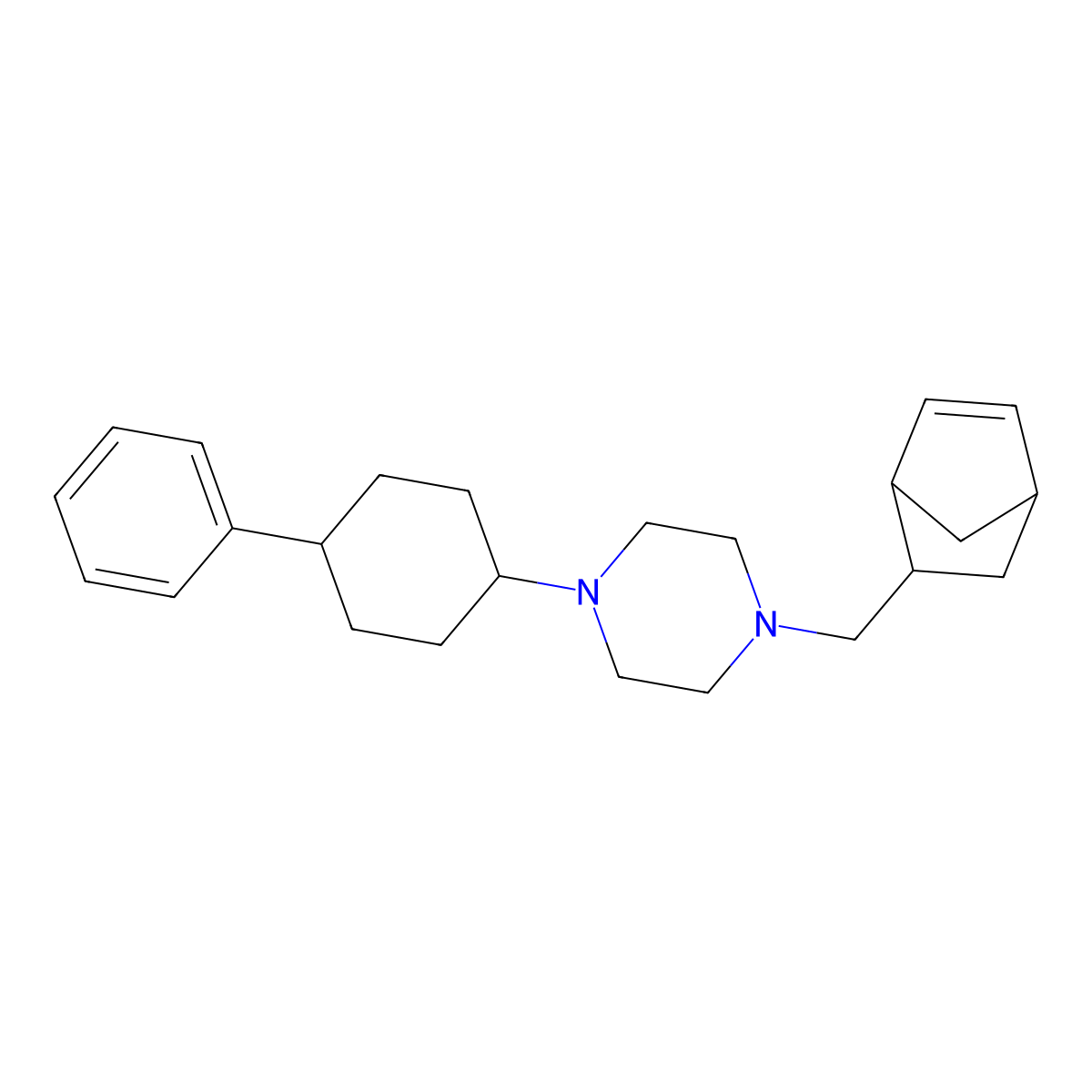 1-(Bicyclo[2.2.1]hept-5-en-2-ylmethyl)-4-(4-phenylcyclohexyl)piperazine molecular structure, CAS 473265-07-5