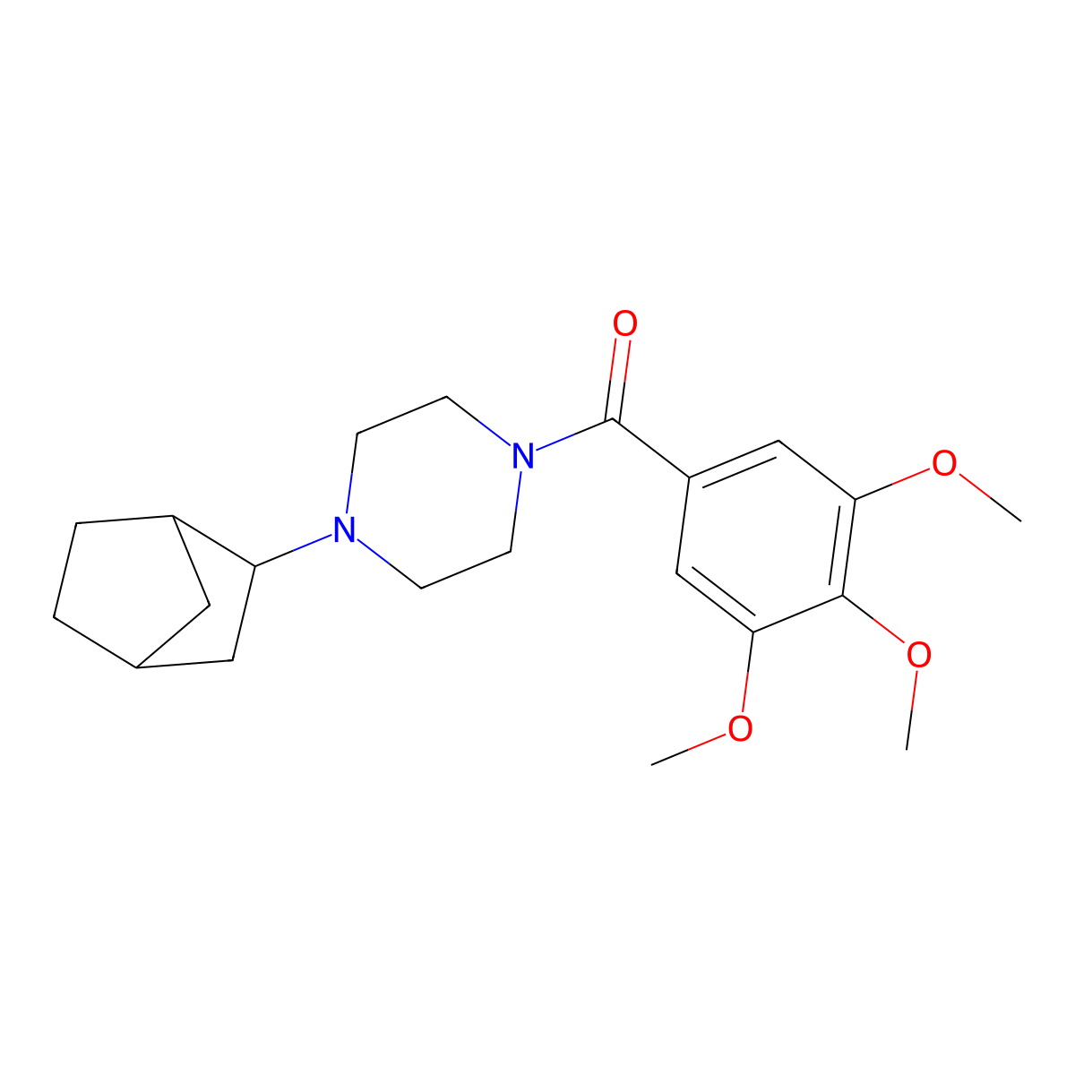[4-(Bicyclo[2.2.1]hept-2-yl)piperazin-1-yl](3,4,5-trimethoxyphenyl)methanone molecular structure, CAS 473265-10-0