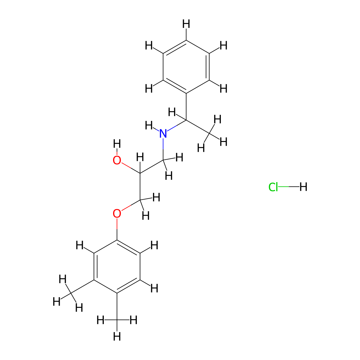 1-(3,4-Dimethylphenoxy)-3-((1-phenylethyl)amino)propan-2-ol hydrochloride molecular structure, CAS 473265-28-0