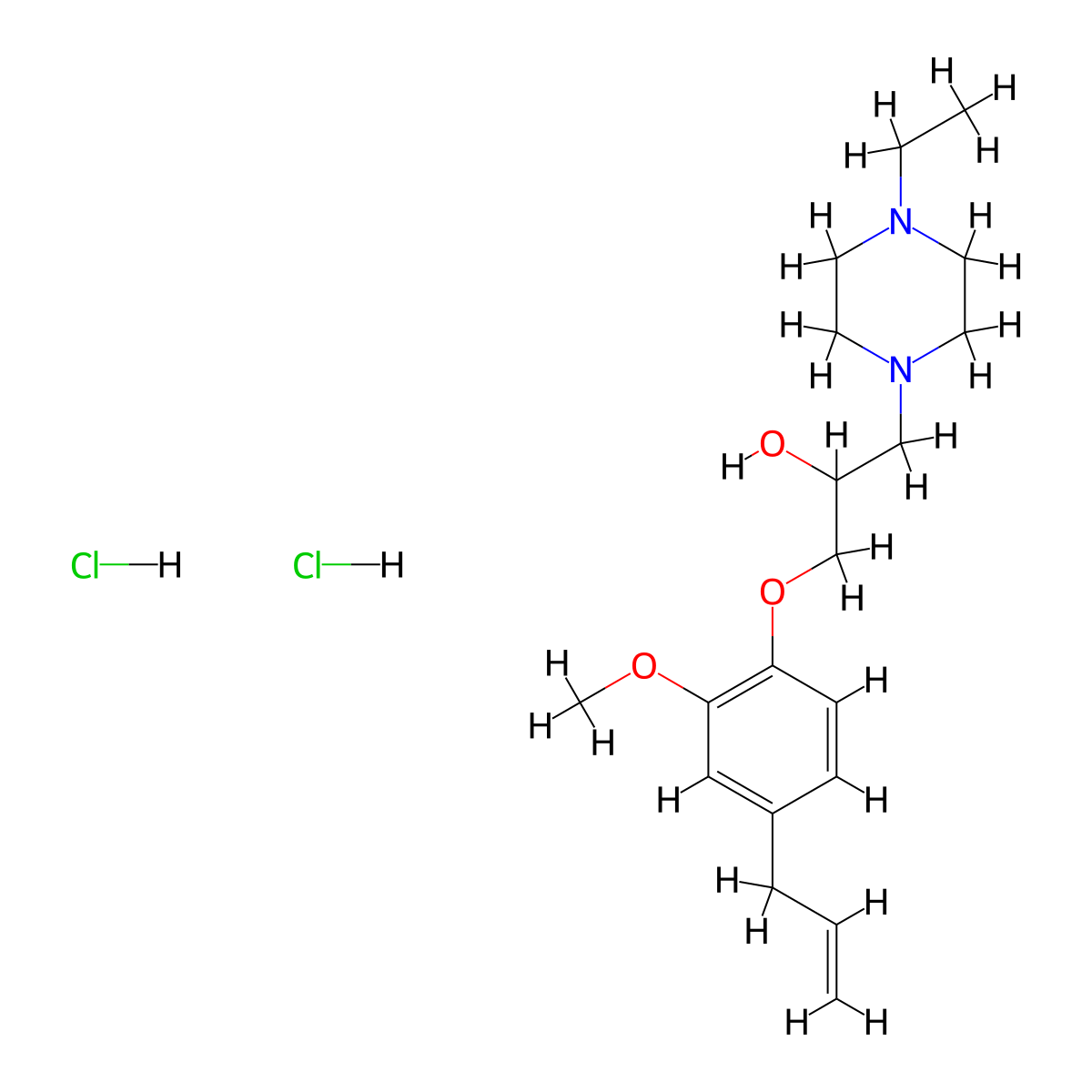 1-(4-Allyl-2-methoxyphenoxy)-3-(4-ethylpiperazin-1-yl)propan-2-ol dihydrochloride molecular structure, CAS 473265-35-9