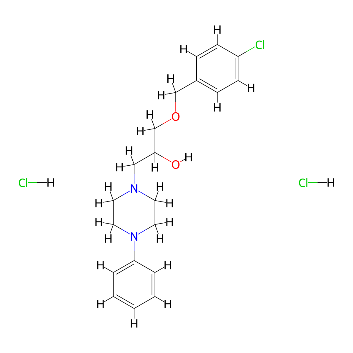 1-[(4-chlorophenyl)methoxy]-3-(4-phenylpiperazin-1-yl)propan-2-ol Dihydrochloride molecular structure, CAS 473265-46-2