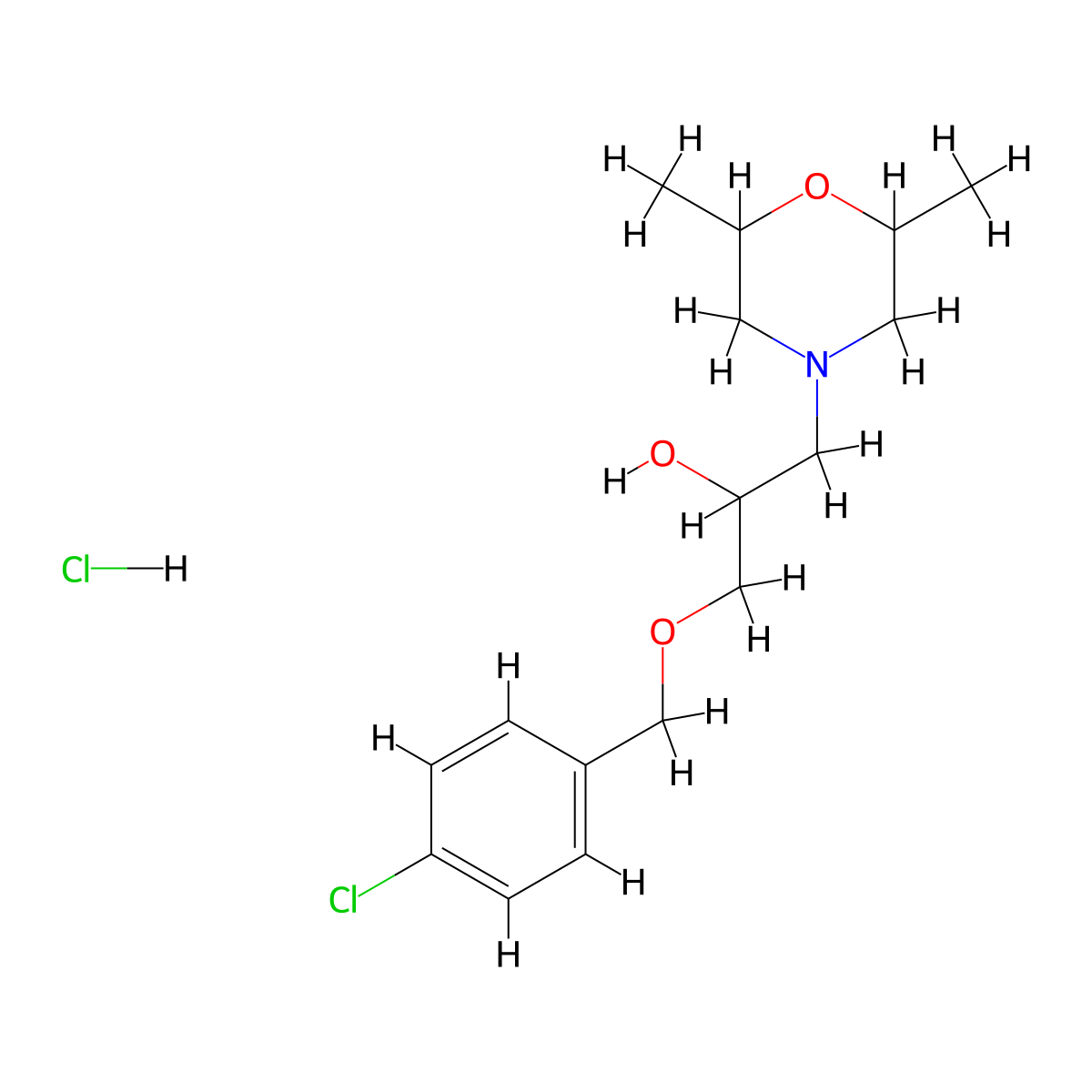 1-[(4-chlorophenyl)methoxy]-3-(2,6-dimethylmorpholin-4-yl)propan-2-ol Hydrochloride molecular structure, CAS 473265-63-3