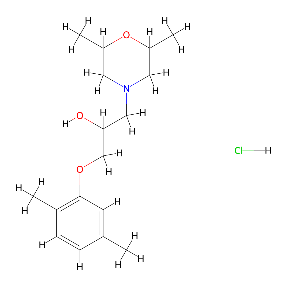 1-(2,6-dimethylmorpholin-4-yl)-3-(2,5-dimethylphenoxy)propan-2-ol Hydrochloride molecular structure, CAS 473265-77-9