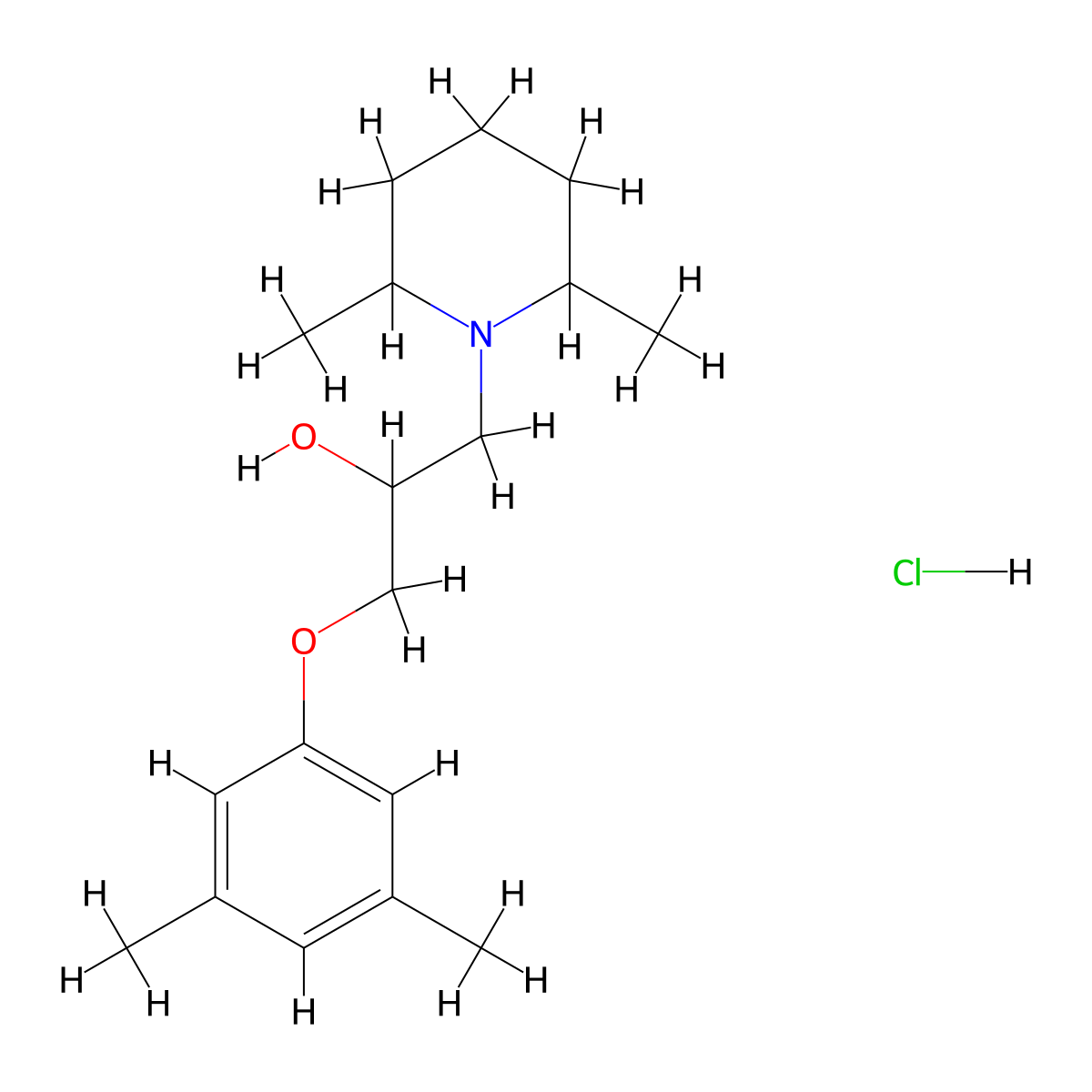 1-(3,5-Dimethylphenoxy)-3-(2,6-dimethylpiperidin-1-yl)propan-2-ol hydrochloride molecular structure, CAS 473265-81-5