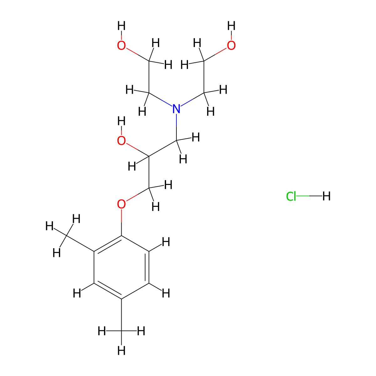 1-[Bis(2-hydroxyethyl)amino]-3-(2,4-dimethylphenoxy)propan-2-ol;hydrochloride molecular structure, CAS 473265-94-0