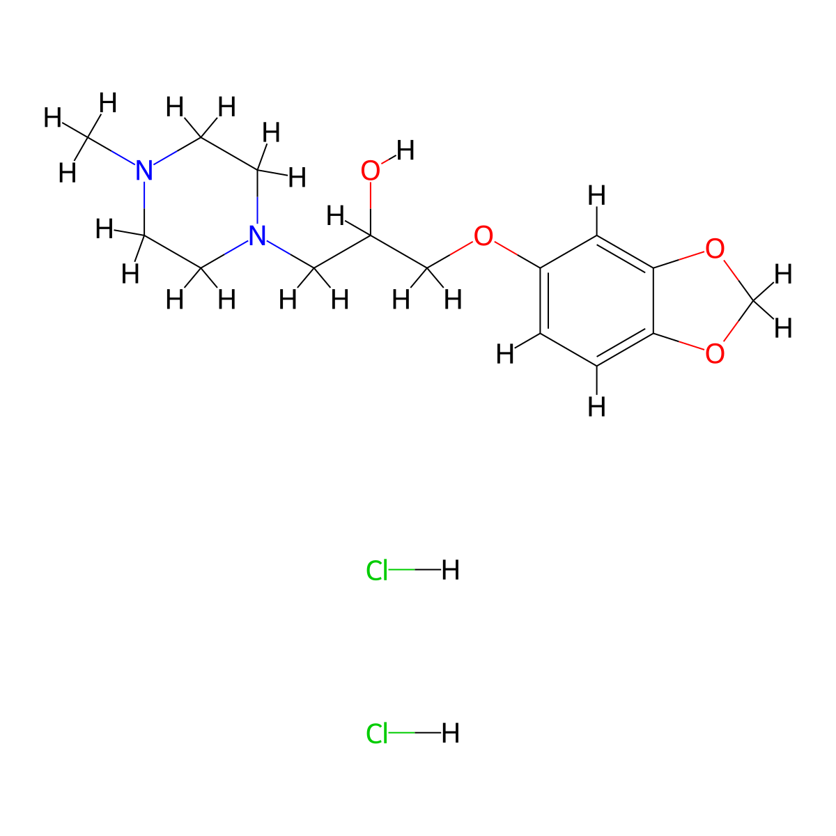 1-(Benzo[d][1,3]dioxol-5-yloxy)-3-(4-methylpiperazin-1-yl)propan-2-ol dihydrochloride molecular structure, CAS 473265-96-2