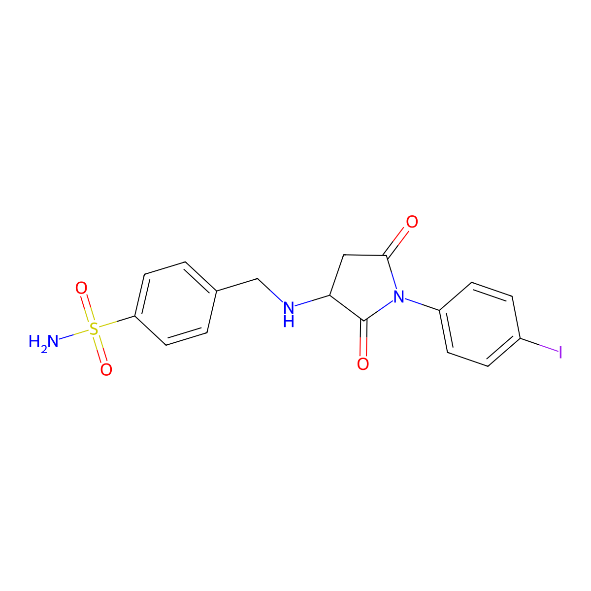 4-({[1-(4-Iodophenyl)-2,5-dioxopyrrolidin-3-yl]amino}methyl)benzenesulfonamide molecular structure, CAS 473265-99-5