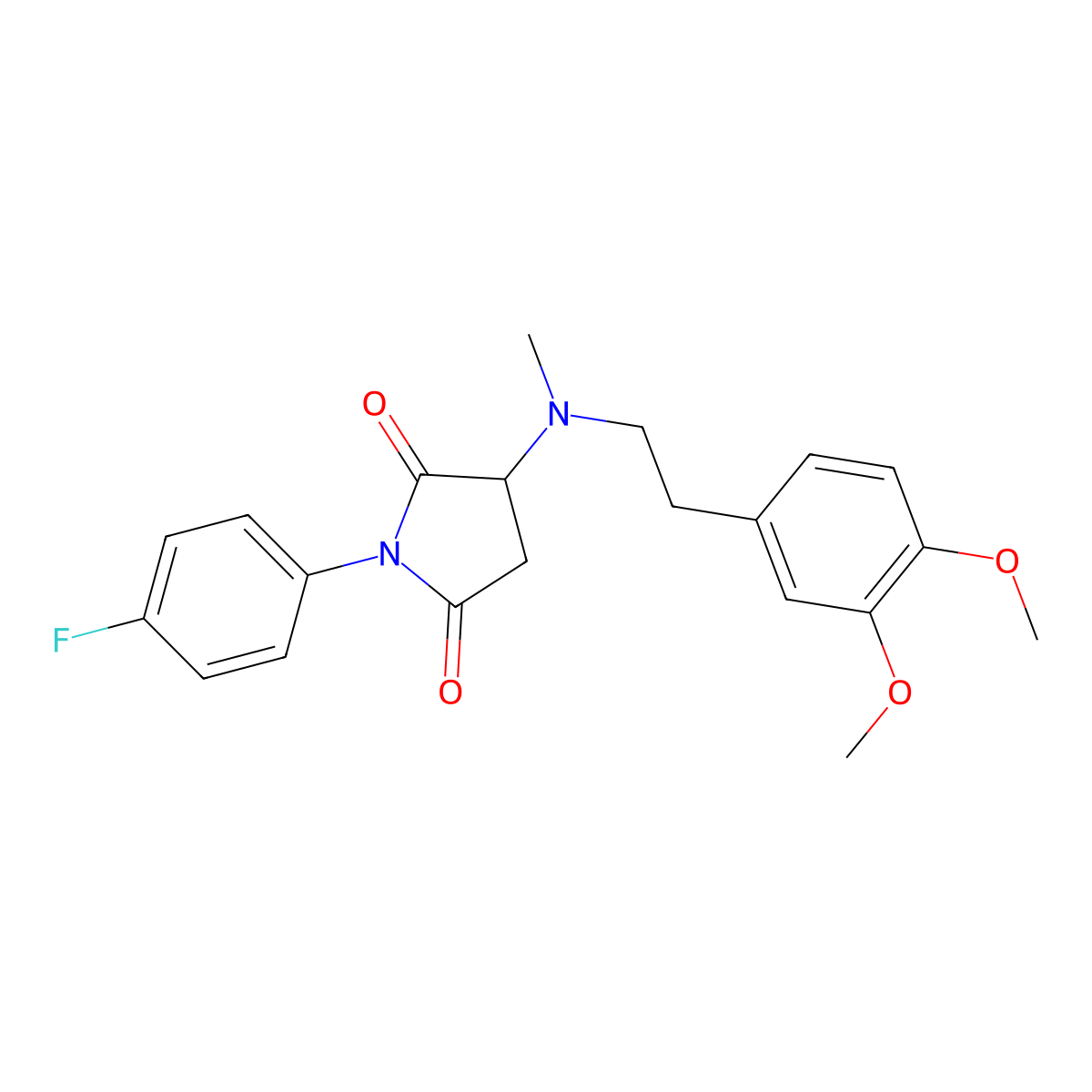 3-{[2-(3,4-Dimethoxyphenyl)ethyl](methyl)amino}-1-(4-fluorophenyl)pyrrolidine-2,5-dione molecular structure, CAS 473266-21-6