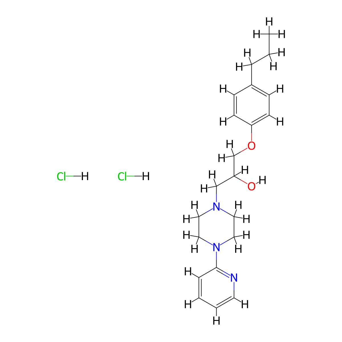 1-(4-Propylphenoxy)-3-(4-(pyridin-2-yl)piperazin-1-yl)propan-2-ol dihydrochloride molecular structure, CAS 473266-90-9