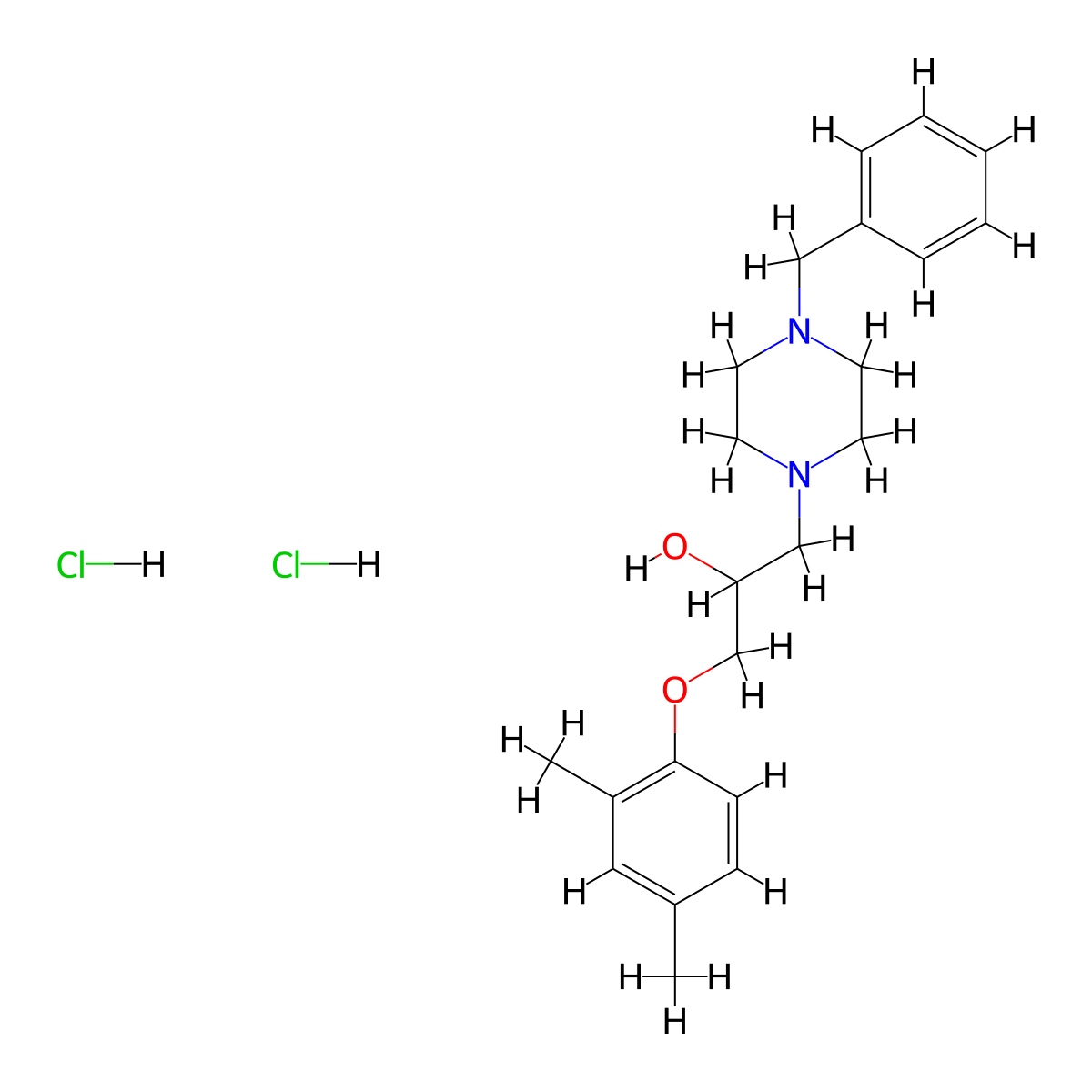 1-(4-benzylpiperazin-1-yl)-3-(2,4-dimethylphenoxy)propan-2-ol Dihydrochloride molecular structure, CAS 473266-92-1