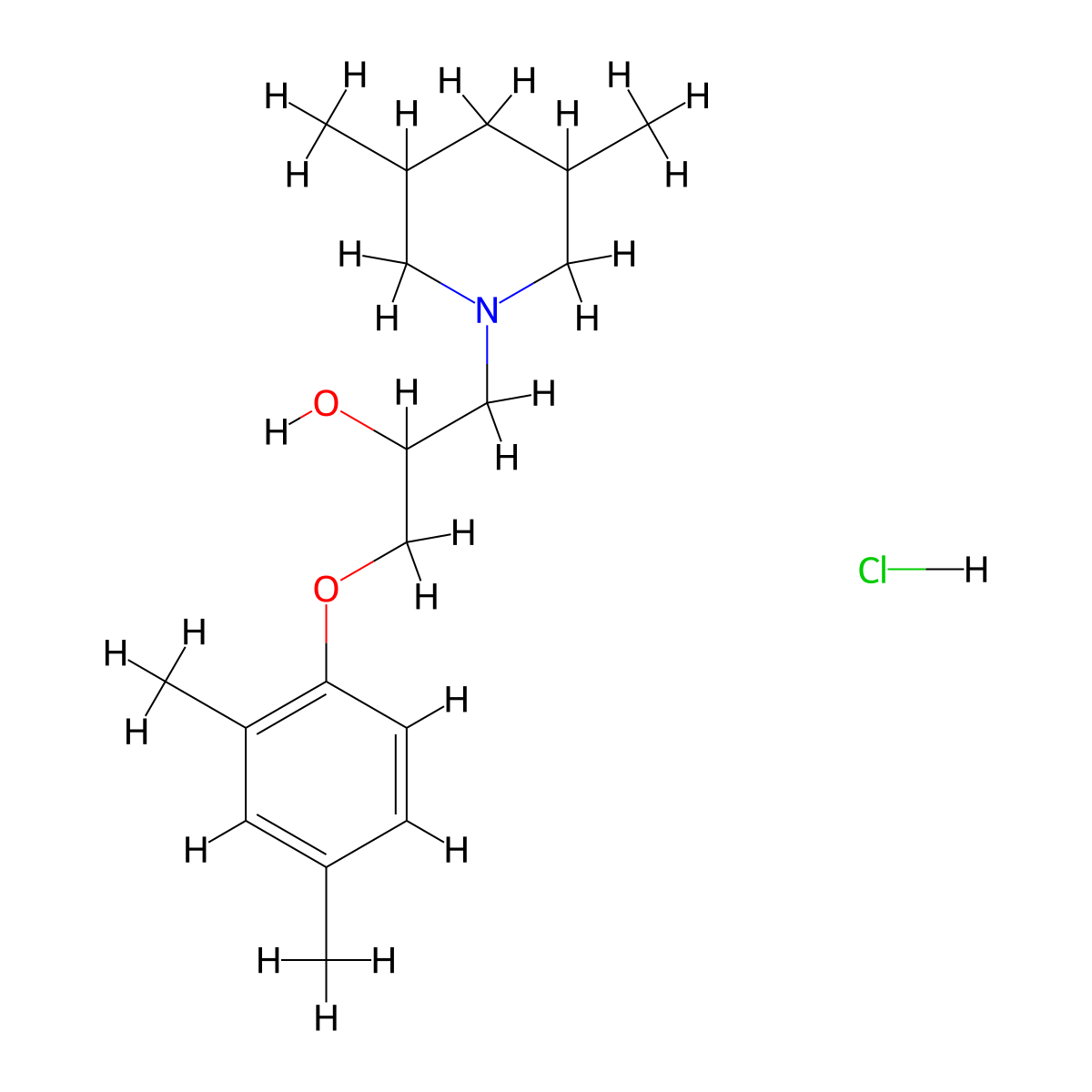1-(2,4-Dimethylphenoxy)-3-(3,5-dimethylpiperidin-1-yl)propan-2-ol hydrochloride molecular structure, CAS 473266-93-2
