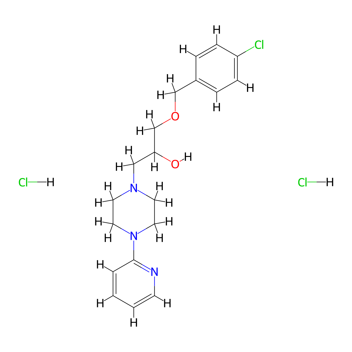 1-((4-Chlorobenzyl)oxy)-3-(4-(pyridin-2-yl)piperazin-1-yl)propan-2-ol dihydrochloride molecular structure, CAS 473267-02-6