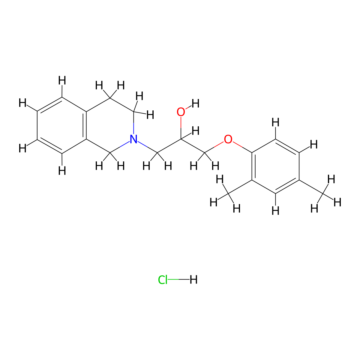 1-(3,4-dihydroisoquinolin-2(1H)-yl)-3-(2,4-dimethylphenoxy)propan-2-ol hydrochloride molecular structure, CAS 473267-05-9