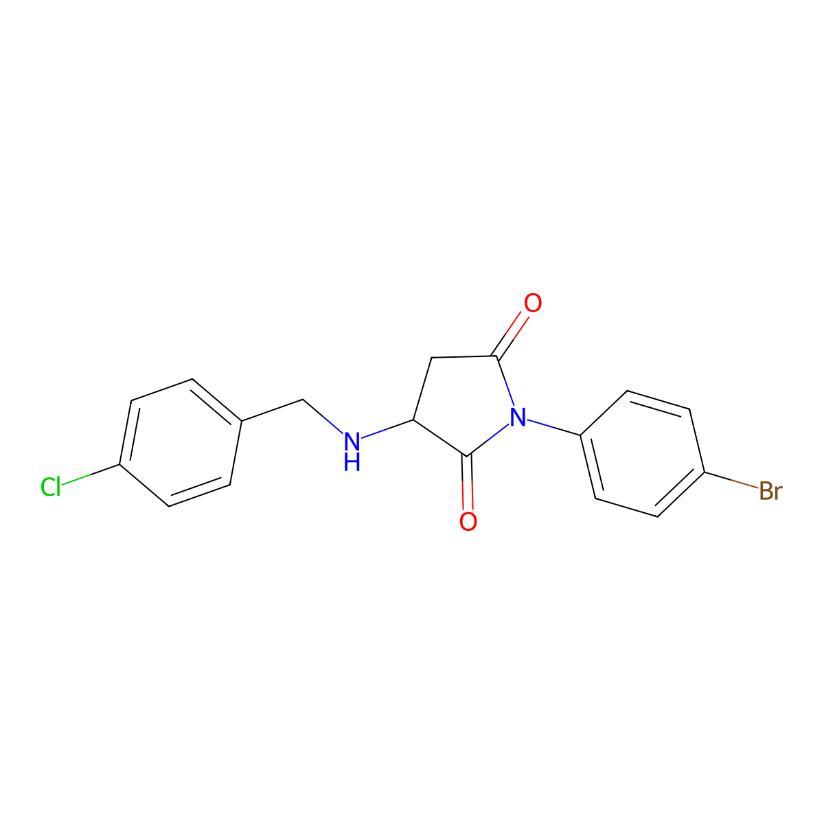 1-(4-Bromophenyl)-3-[(4-chlorobenzyl)amino]pyrrolidine-2,5-dione molecular structure, CAS 473267-34-4