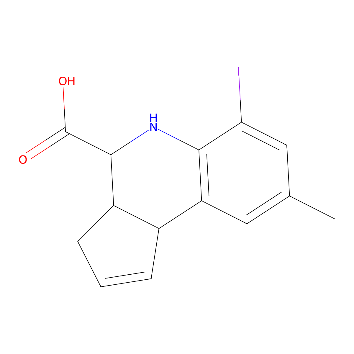 6-iodo-8-methyl-3a,4,5,9b-tetrahydro-3H-cyclopenta[c]quinoline-4-carboxylic acid molecular structure, CAS 473267-49-1