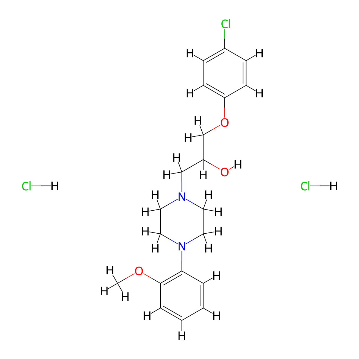 1-(4-chlorophenoxy)-3-[4-(2-methoxyphenyl)piperazin-1-yl]propan-2-ol Dihydrochloride molecular structure, CAS 473268-05-2