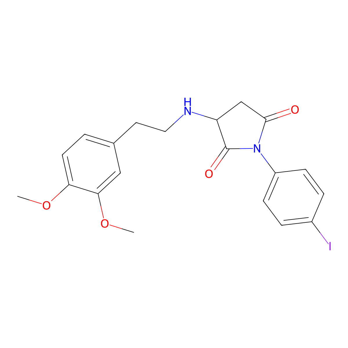 3-[2-(3,4-Dimethoxyphenyl)ethylamino]-1-(4-iodophenyl)pyrrolidine-2,5-dione molecular structure, CAS 473268-32-5