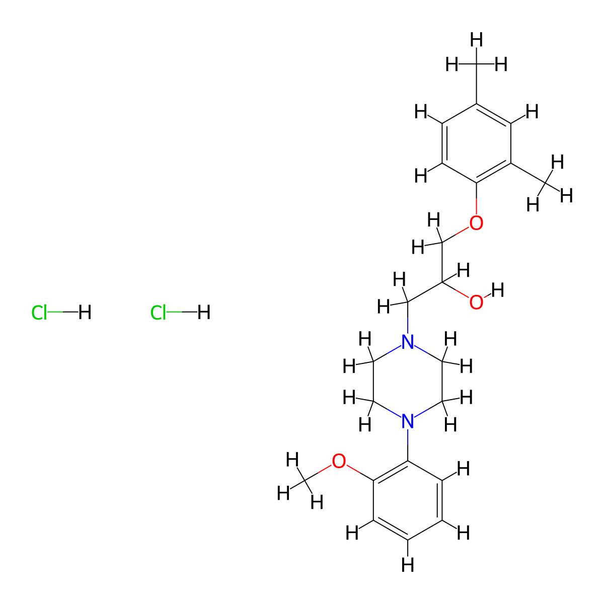 1-(2,4-Dimethylphenoxy)-3-(4-(2-methoxyphenyl)piperazin-1-yl)propan-2-ol dihydrochloride molecular structure, CAS 473268-47-2
