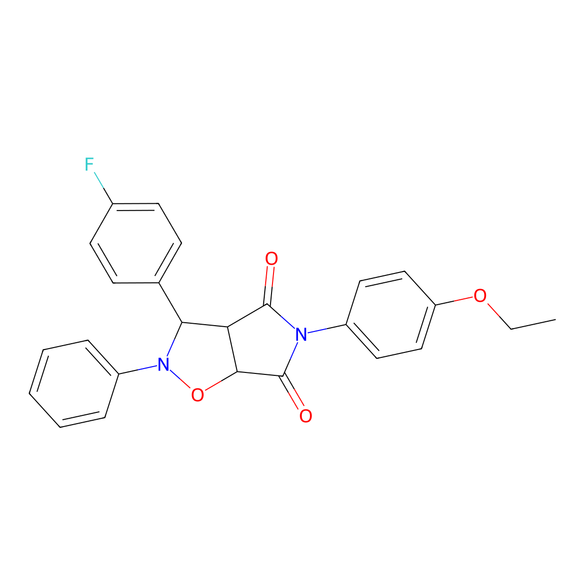 5-(4-ethoxyphenyl)-3-(4-fluorophenyl)-2-phenyldihydro-2H-pyrrolo[3,4-d]isoxazole-4,6(3H,5H)-dione molecular structure, CAS 473390-55-5