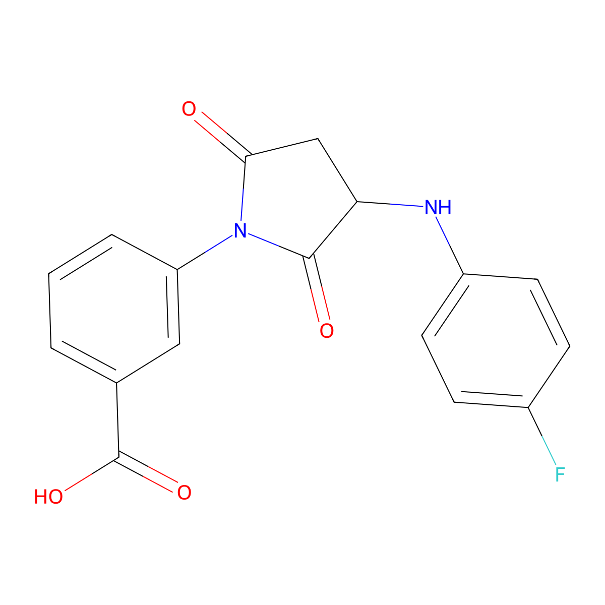 3-{3-[(4-Fluorophenyl)amino]-2,5-dioxoazolidinyl}benzoic acid molecular structure, CAS 473390-63-5