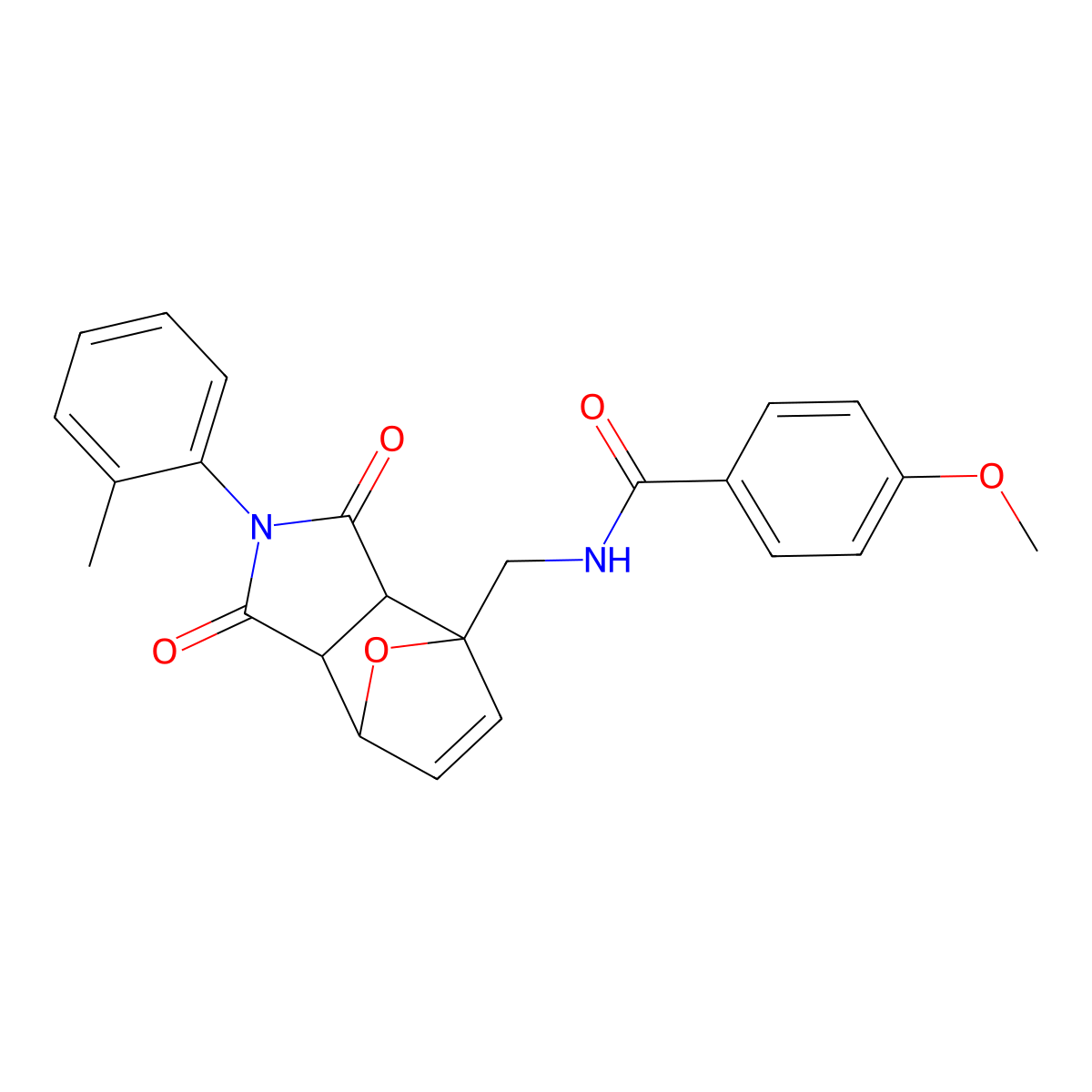 4-methoxy-N-{[2-(2-methylphenyl)-1,3-dioxo-1,2,3,3a,7,7a-hexahydro-4H-4,7-epoxyisoindol-4-yl]methyl}benzamide molecular structure, CAS 473391-24-1