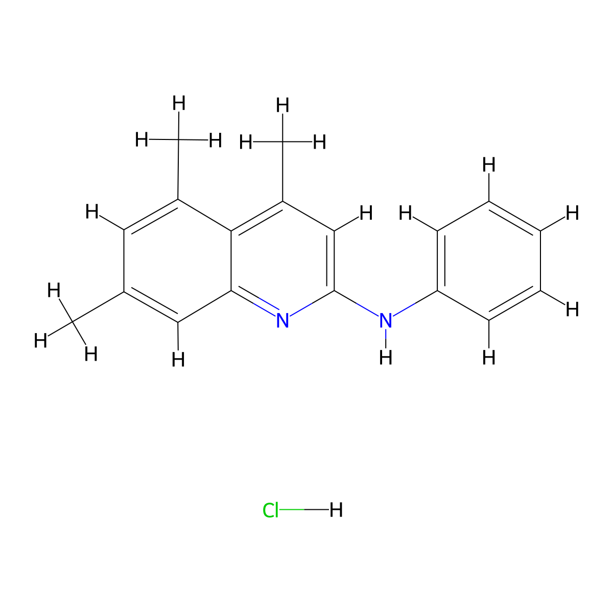4,5,7-trimethyl-N-phenylquinolin-2-amine;hydrochloride molecular structure, CAS 473391-32-1