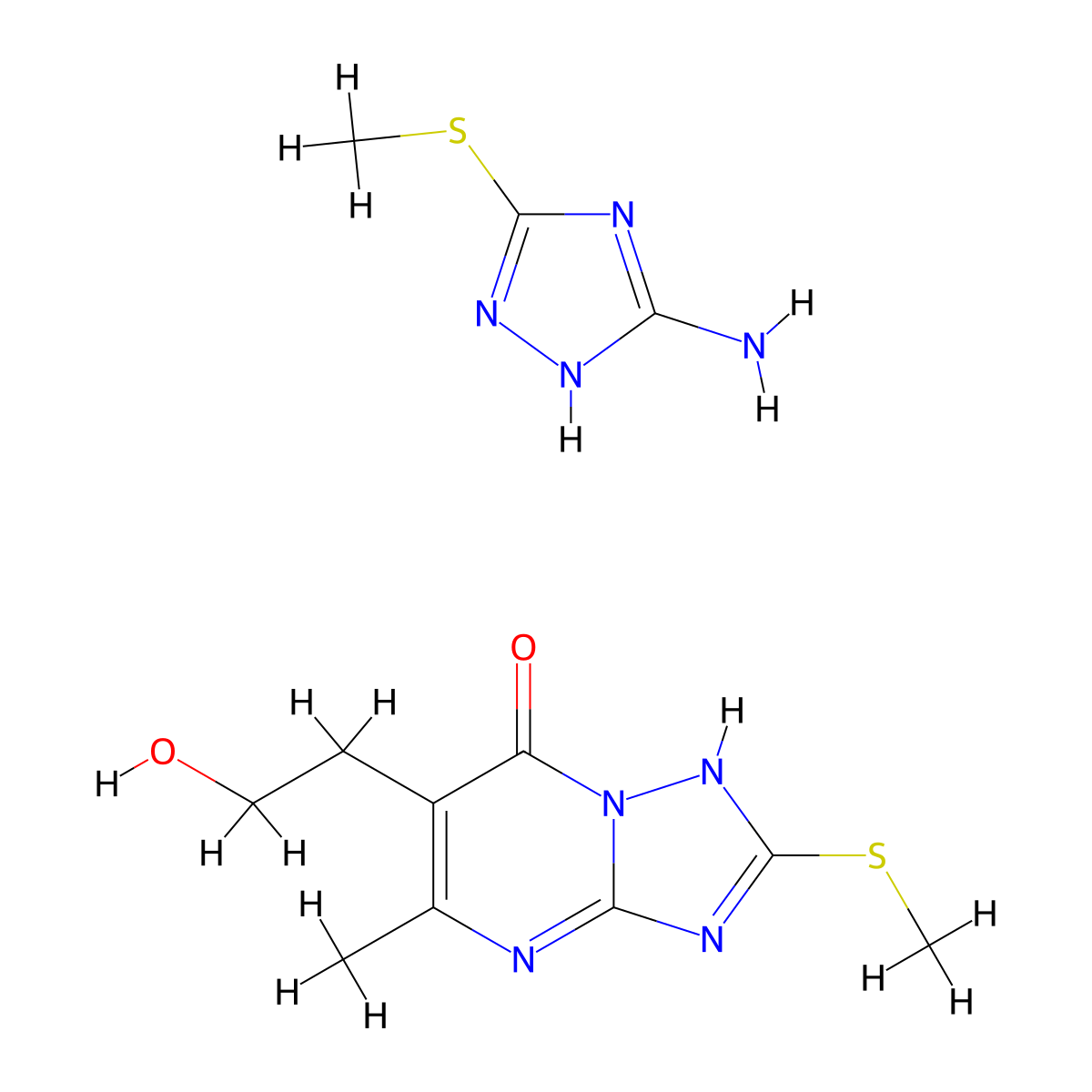 (1,2,4)Triazolo(1,5-a)pyrimidine-6-ethanol, 7-hydroxy-5-methyl-2-(methylthio)-, compd. with 5-(methylthio)-1H-1,2,4-triazol-3-amine (1:1) molecular structure, CAS 4734-27-4