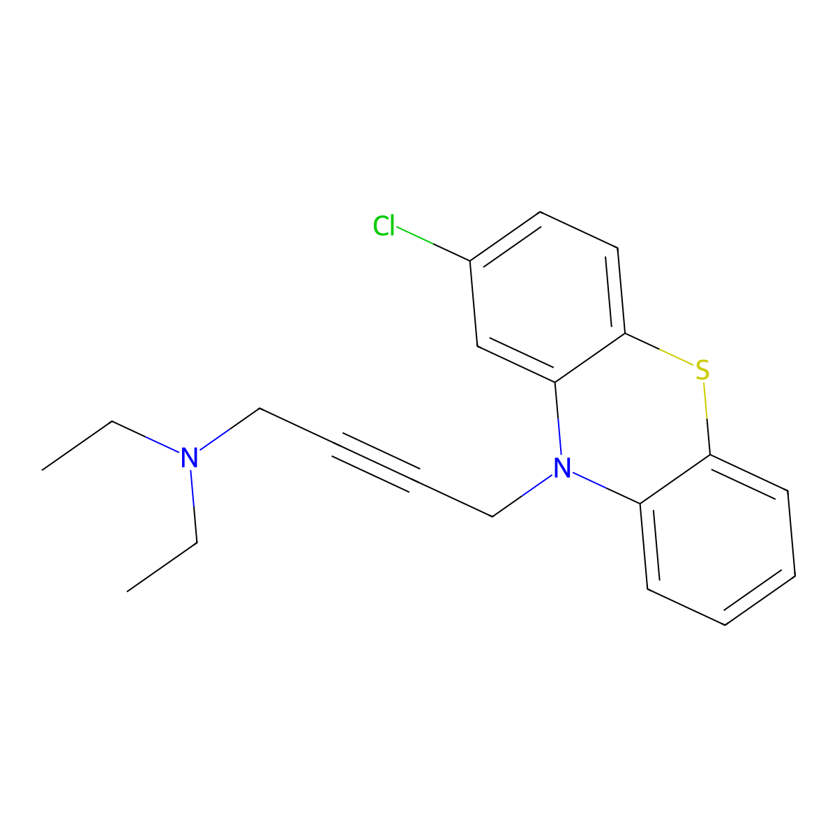 4-(2-chlorophenothiazin-10-yl)-N,N-diethylbut-2-yn-1-amine molecular structure, CAS 47340-70-5