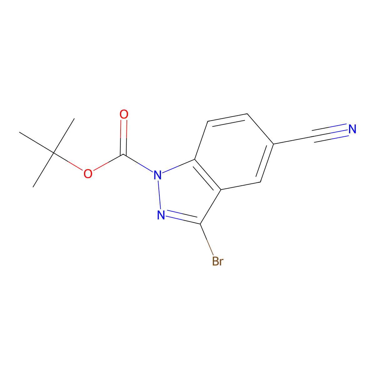 tert-Butyl 3-bromo-5-cyano-1H-indazole-1-carboxylate molecular structure, CAS 473416-06-7