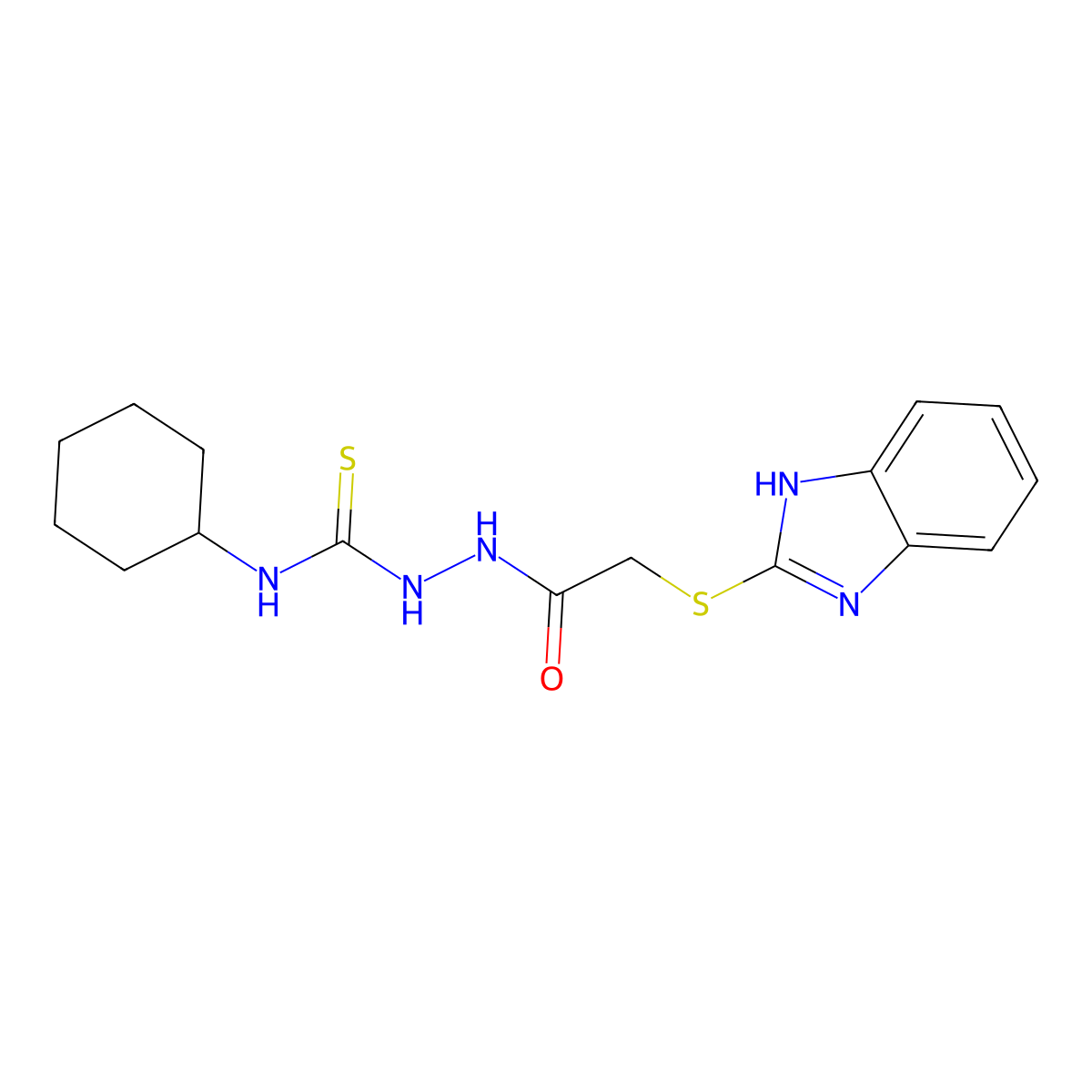 2-[2-(1H-1,3-benzimidazol-2-ylsulfanyl)acetyl]-N-cyclohexyl-1-hydrazinecarbothioamide molecular structure, CAS 473422-23-0