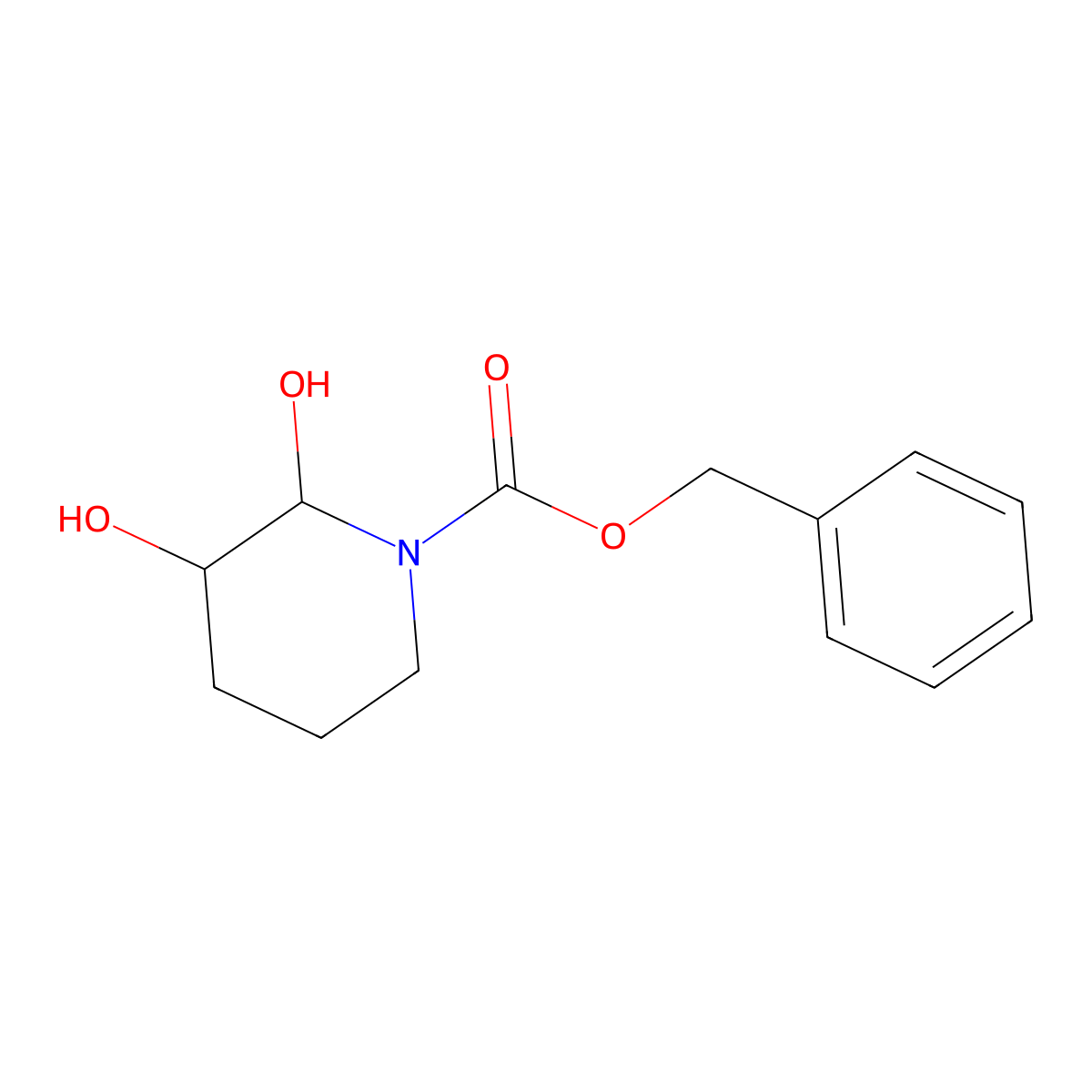 Benzyl 2,3-dihydroxypiperidine-1-carboxylate molecular structure, CAS 473436-50-9