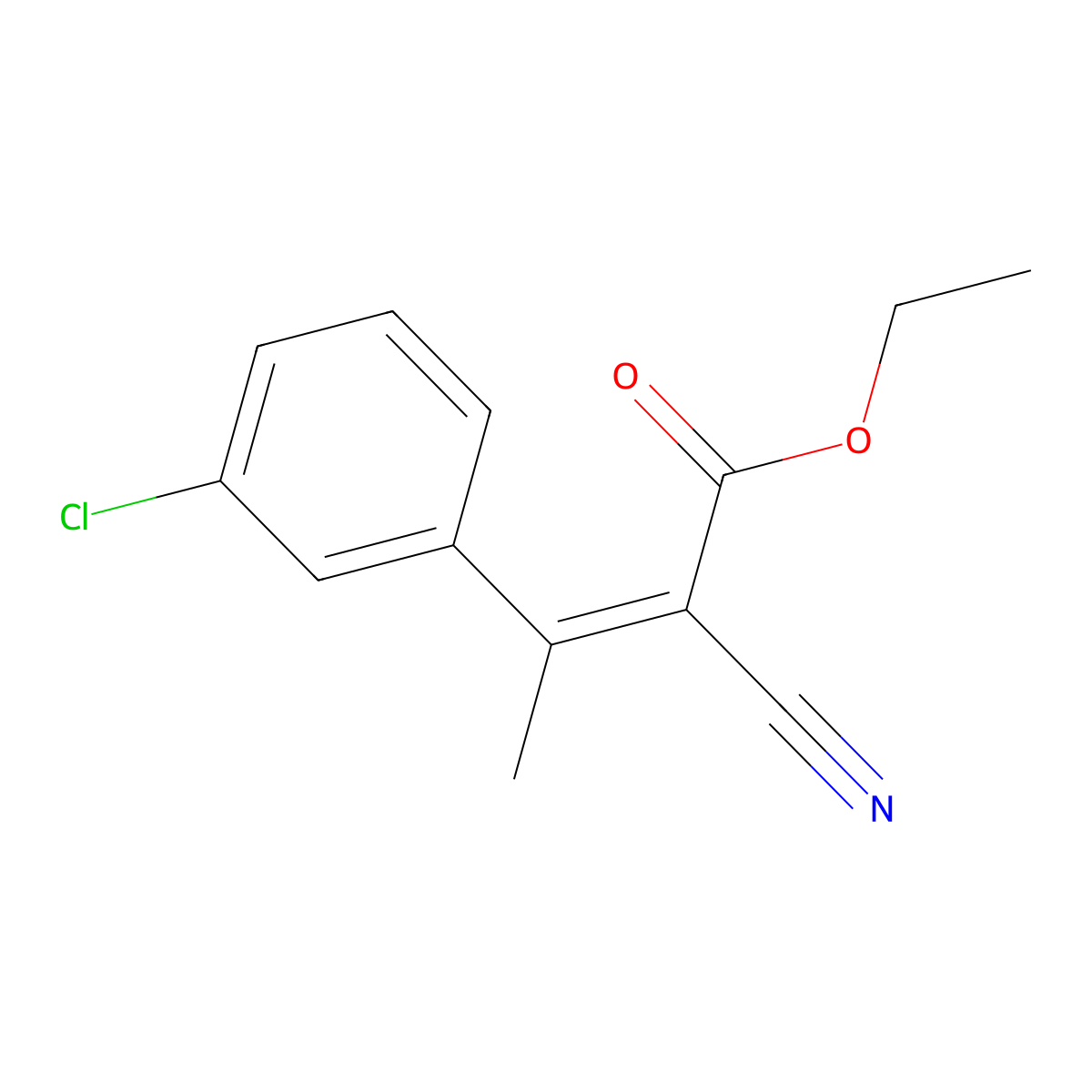 Ethyl 3-(3-chlorophenyl)-2-cyanobut-2-enoate molecular structure, CAS 473438-02-7