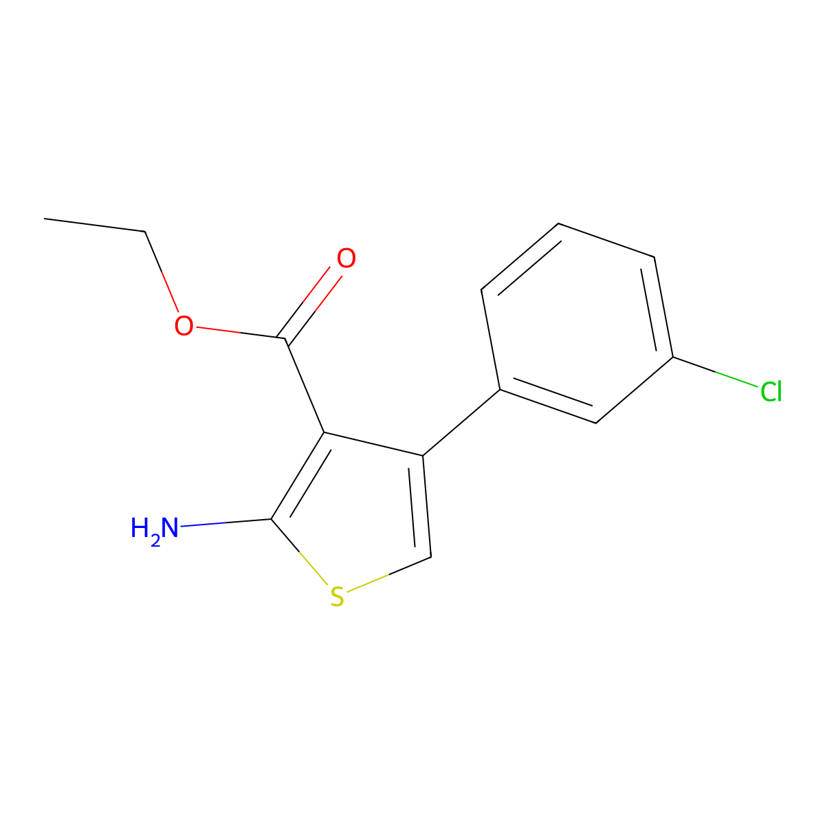 Ethyl 2-amino-4-(3-chlorophenyl)thiophene-3-carboxylate molecular structure, CAS 473438-03-8