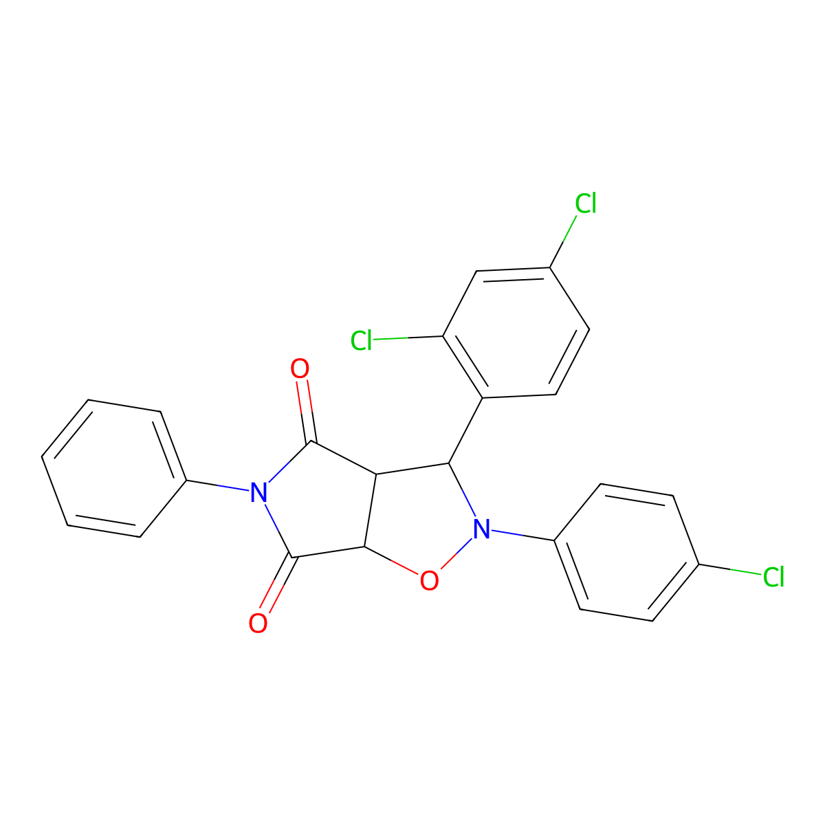 2-(4-chlorophenyl)-3-(2,4-dichlorophenyl)-5-phenyldihydro-2H-pyrrolo[3,4-d]isoxazole-4,6(3H,5H)-dione molecular structure, CAS 473443-33-3