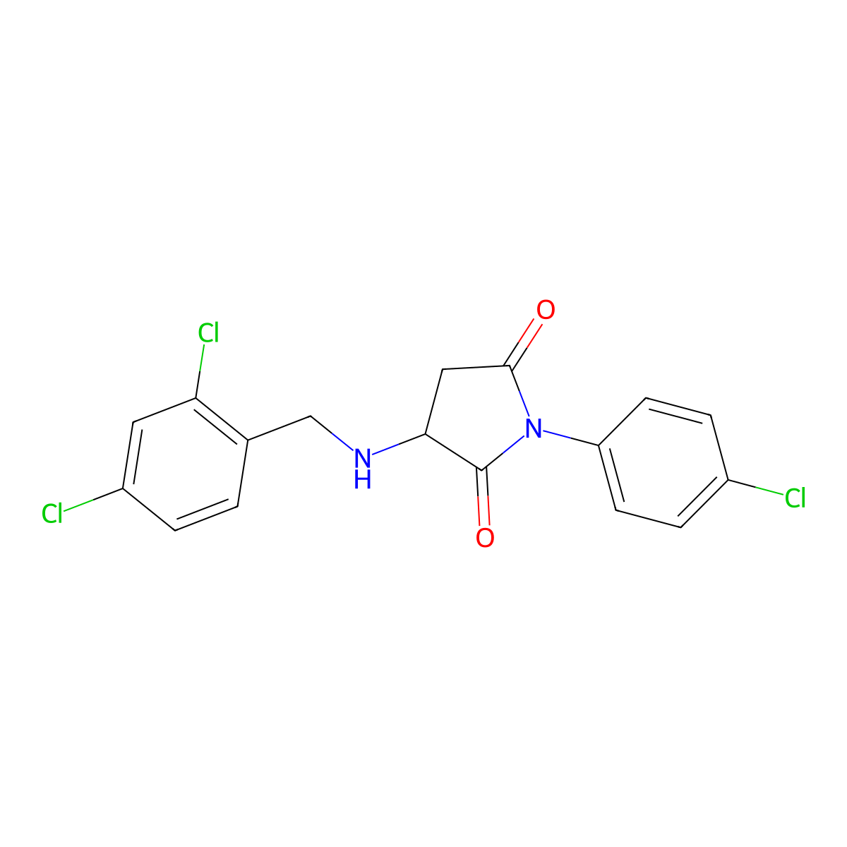 1-(4-Chlorophenyl)-3-[(2,4-dichlorophenyl)methylamino]pyrrolidine-2,5-dione molecular structure, CAS 473443-50-4