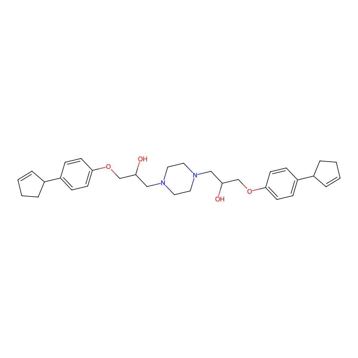 1-(4-Cyclopent-2-en-1-ylphenoxy)-3-[4-[3-(4-cyclopent-2-en-1-ylphenoxy)-2-hydroxypropyl]piperazin-1-yl]propan-2-ol molecular structure, CAS 473443-70-8