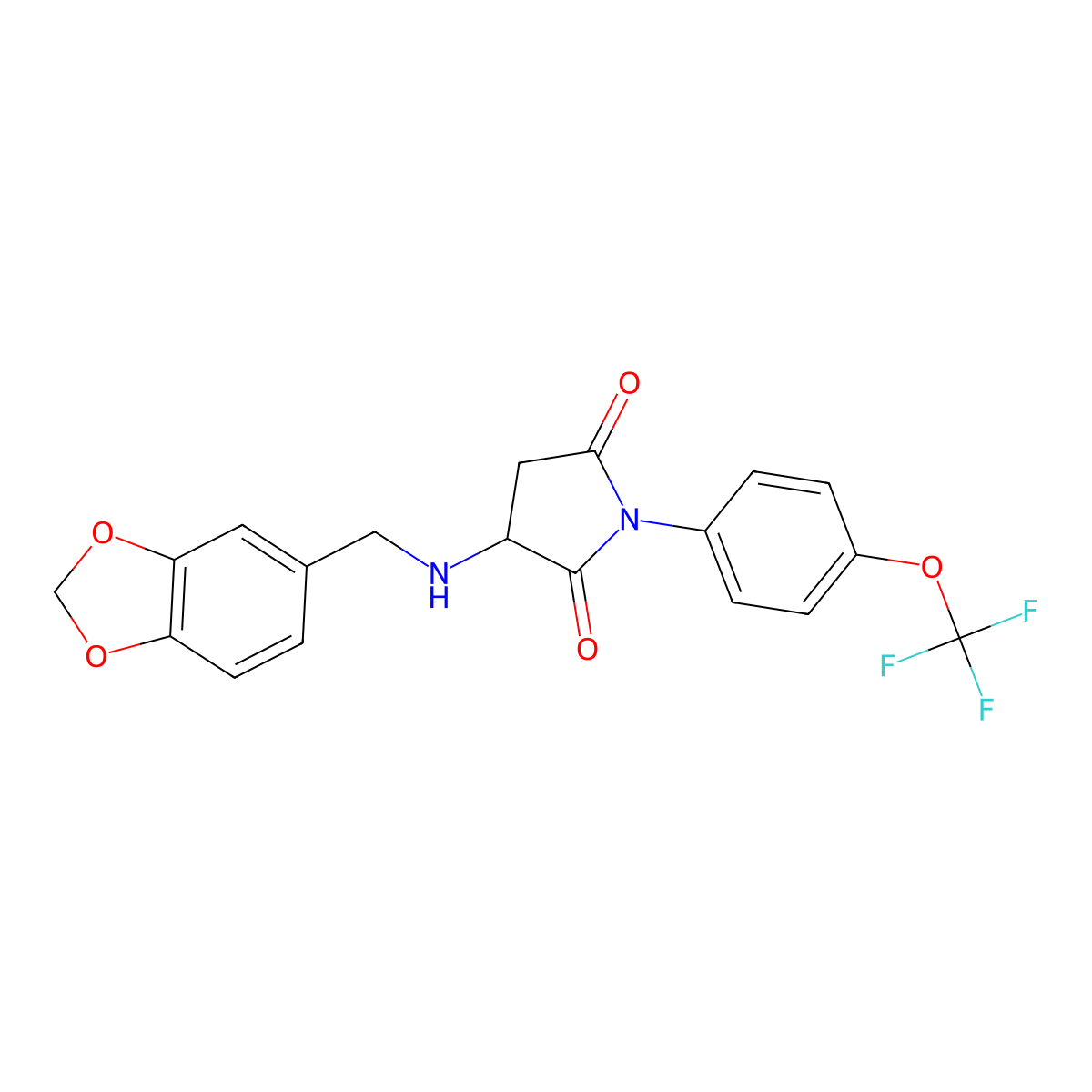 3-(1,3-Benzodioxol-5-ylmethylamino)-1-[4-(trifluoromethoxy)phenyl]pyrrolidine-2,5-dione molecular structure, CAS 473443-72-0