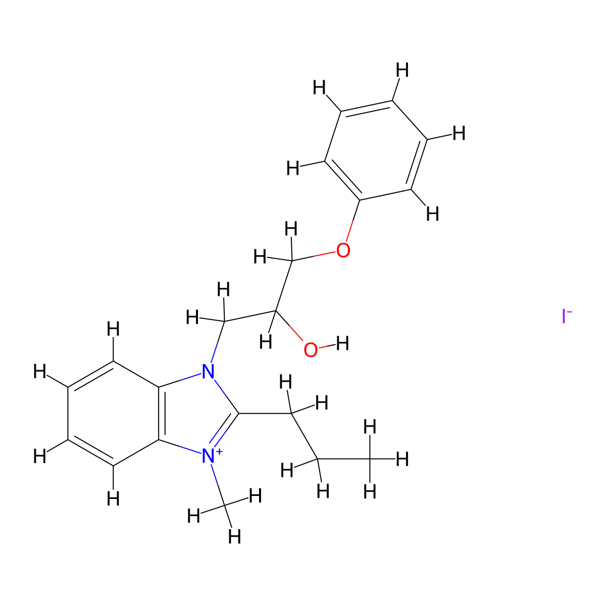 1-(3-Methyl-2-propylbenzimidazol-3-ium-1-yl)-3-phenoxypropan-2-ol;iodide molecular structure, CAS 473444-32-5