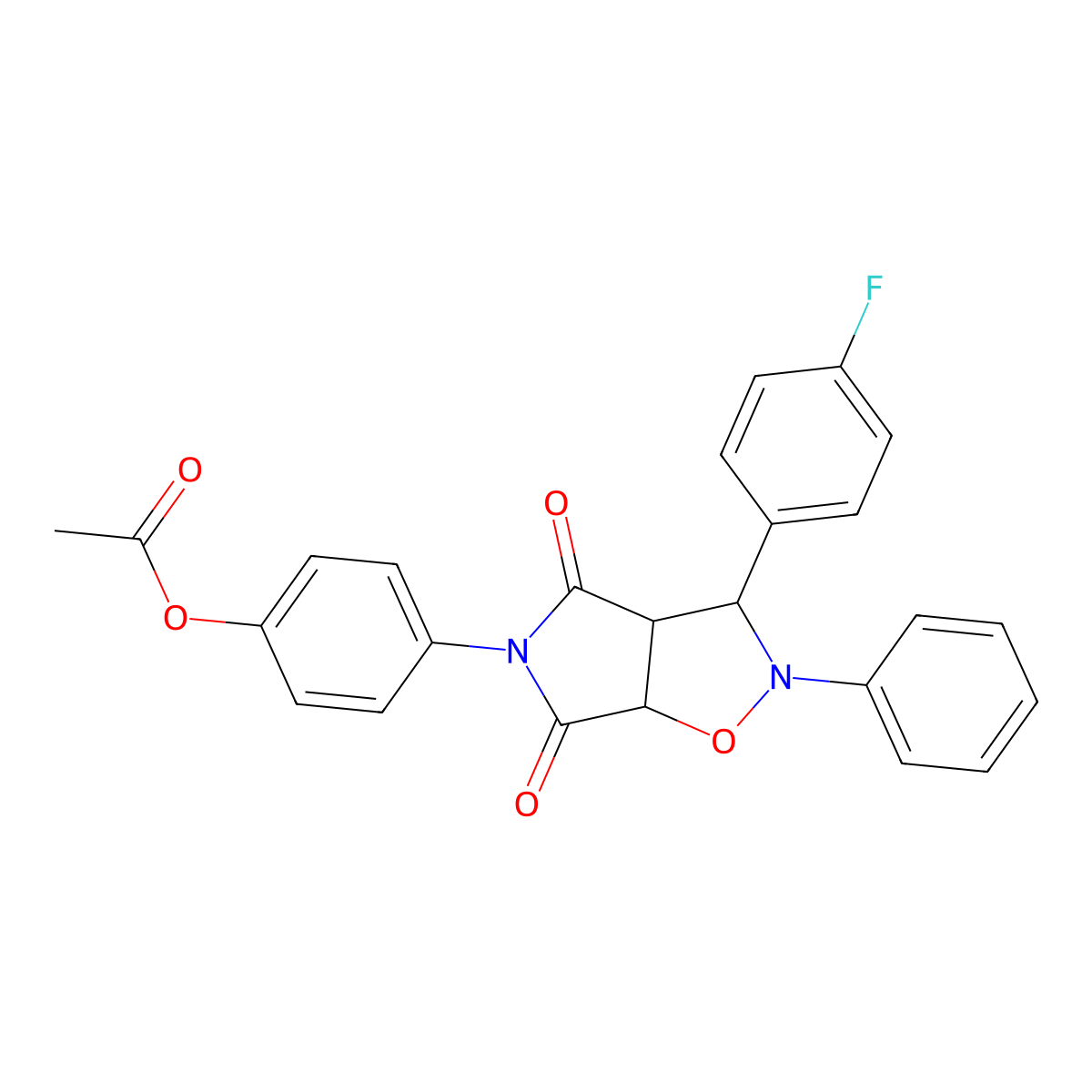 4-(3-(4-fluorophenyl)-4,6-dioxo-2-phenyltetrahydro-2H-pyrrolo[3,4-d]isoxazol-5(3H)-yl)phenyl acetate molecular structure, CAS 473444-90-5