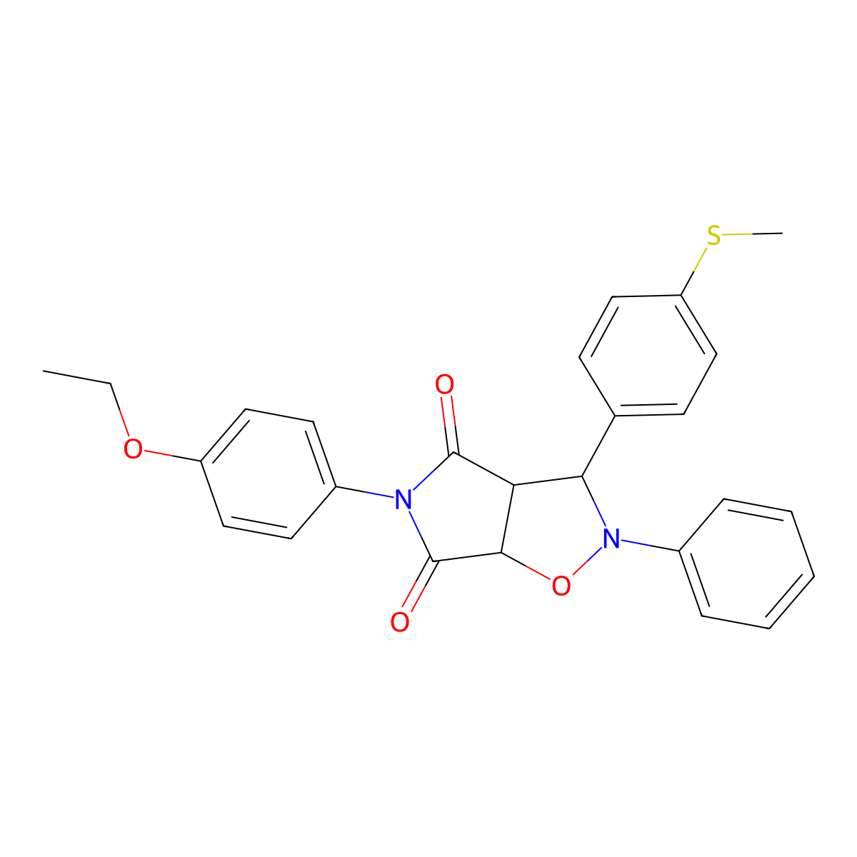 5-(4-ethoxyphenyl)-3-(4-(methylthio)phenyl)-2-phenyldihydro-2H-pyrrolo[3,4-d]isoxazole-4,6(5H,6aH)-dione molecular structure, CAS 473444-91-6