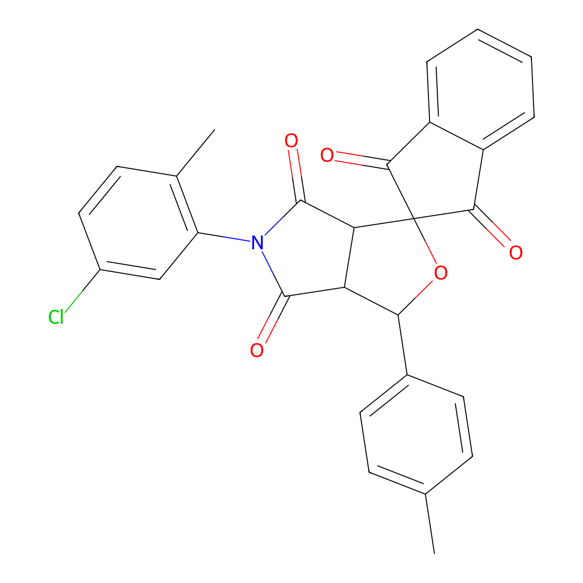 5-(5-chloro-2-methylphenyl)-1-(4-methylphenyl)spiro[3a,6a-dihydro-1H-furo[3,4-c]pyrrole-3,2'-indene]-1',3',4,6-tetrone molecular structure, CAS 473445-00-0