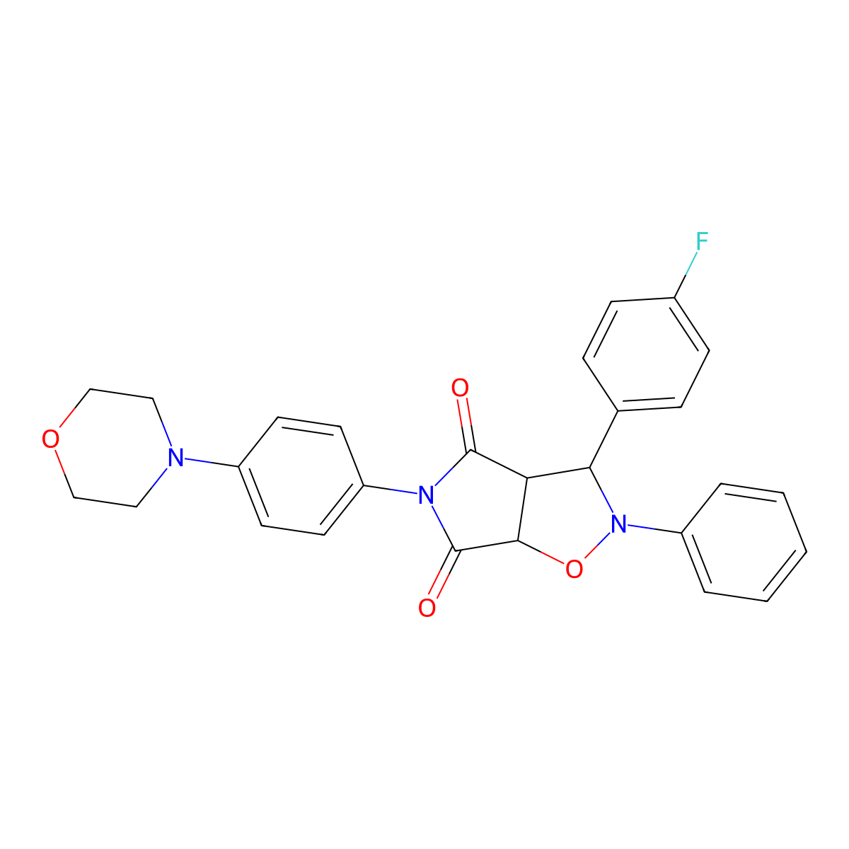 3-(4-fluorophenyl)-5-(4-morpholinophenyl)-2-phenyldihydro-2H-pyrrolo[3,4-d]isoxazole-4,6(5H,6aH)-dione molecular structure, CAS 473445-41-9
