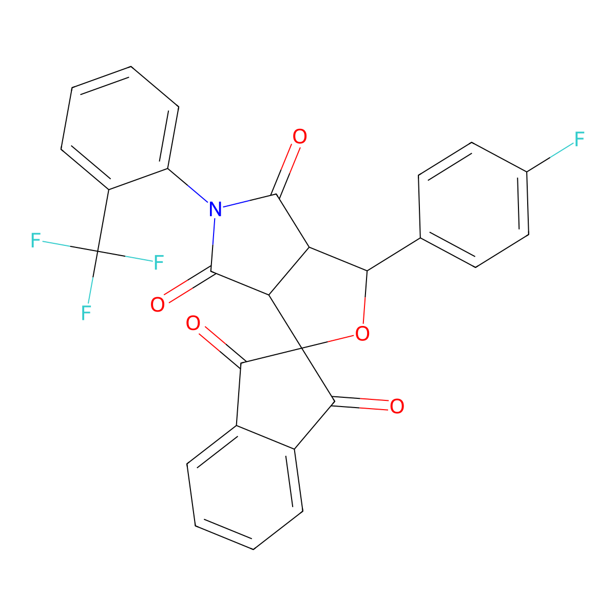 3-(4-fluorophenyl)-5-[2-(trifluoromethyl)phenyl]-3a,6a-dihydrospiro[furo[3,4-c]pyrrole-1,2'-indene]-1',3',4,6(3H,5H)-tetrone molecular structure, CAS 473445-53-3