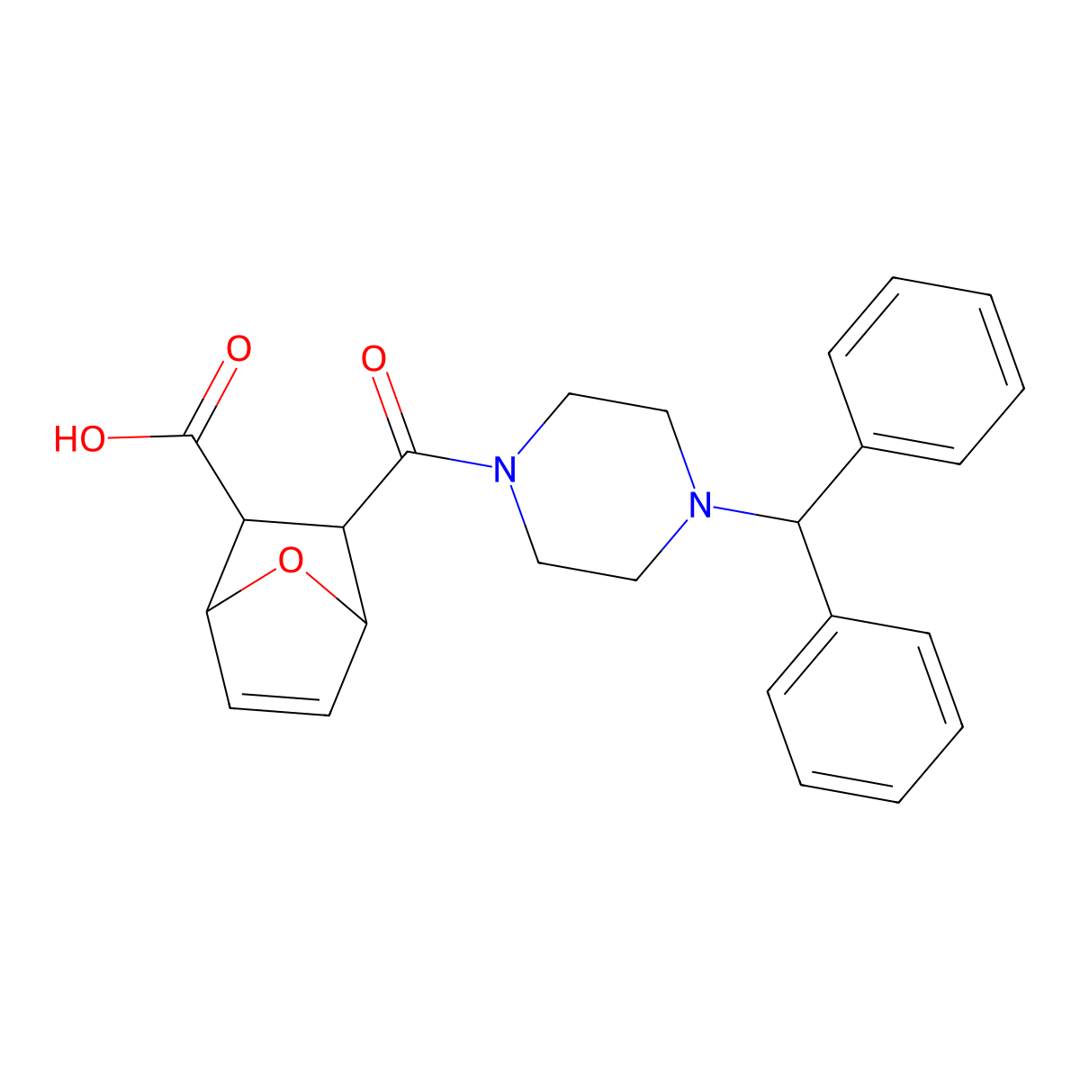 3-[(4-Benzhydryl-1-piperazinyl)carbonyl]-7-oxabicyclo[2.2.1]hept-5-ene-2-carboxylic acid molecular structure, CAS 473445-55-5
