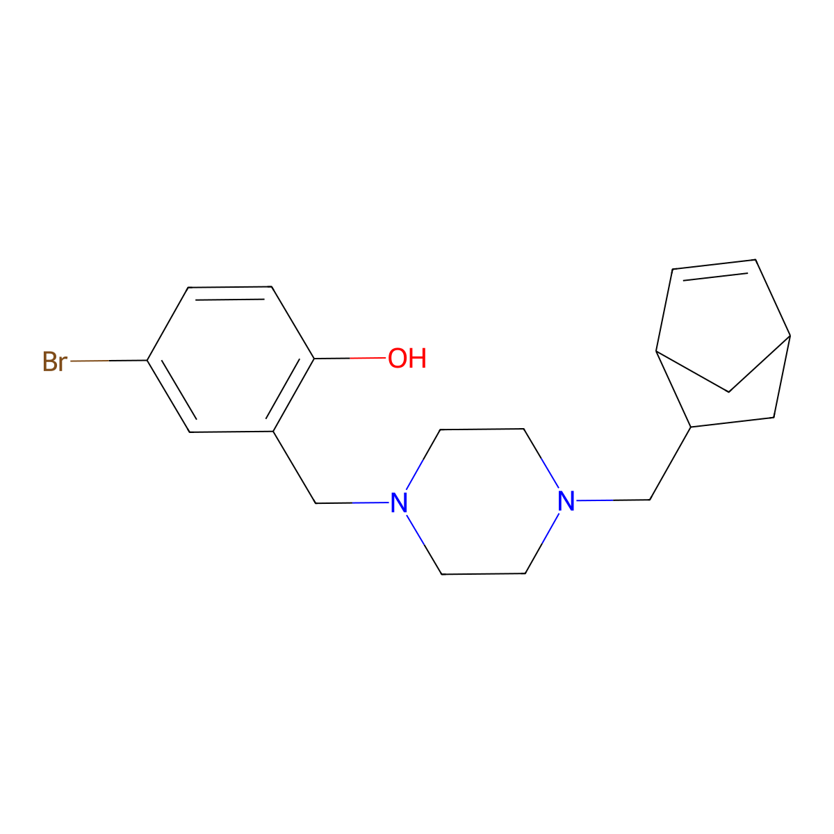 2-[[4-(5-Bicyclo[2.2.1]hept-2-enylmethyl)piperazin-1-yl]methyl]-4-bromophenol molecular structure, CAS 473445-56-6