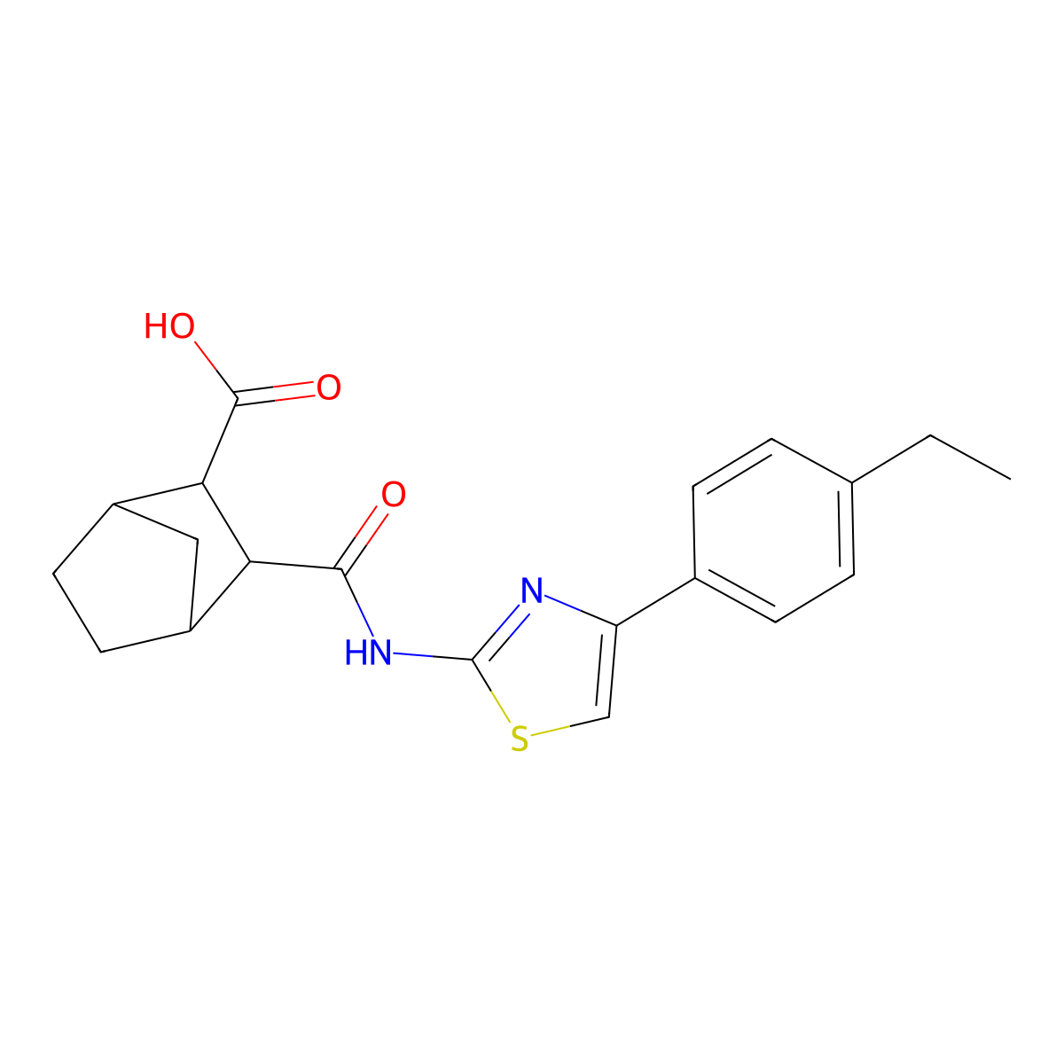 3-{[4-(4-Ethylphenyl)-1,3-thiazol-2-yl]carbamoyl}bicyclo[2.2.1]heptane-2-carboxylic acid molecular structure, CAS 473446-39-8