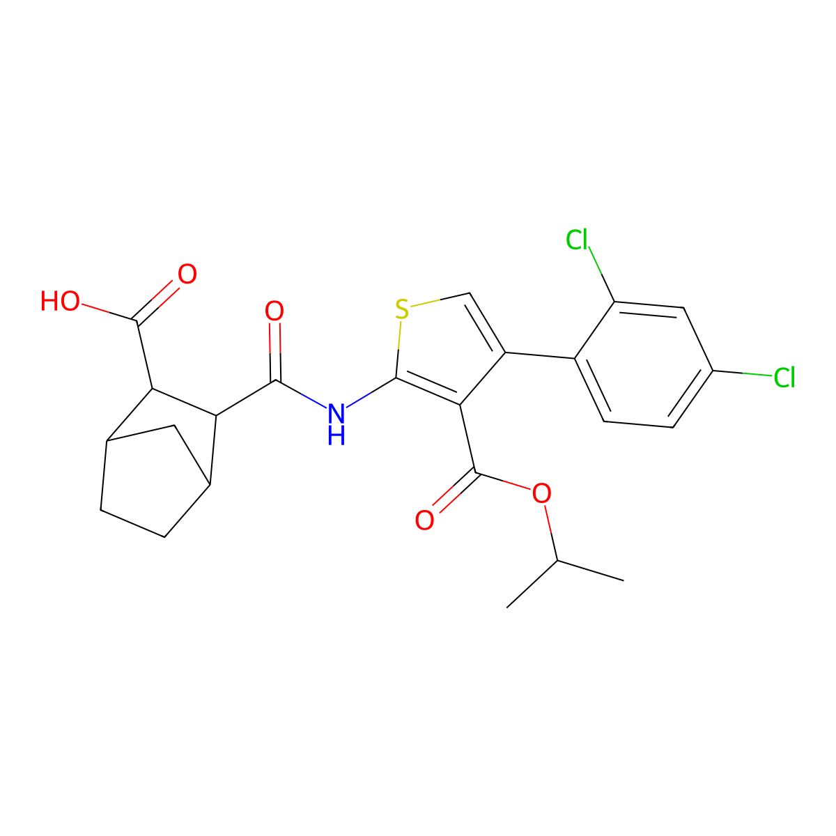 3-({[4-(2,4-Dichlorophenyl)-3-(isopropoxycarbonyl)thien-2-yl]amino}carbonyl)bicyclo[2.2.1]heptane-2-carboxylic acid molecular structure, CAS 473446-48-9