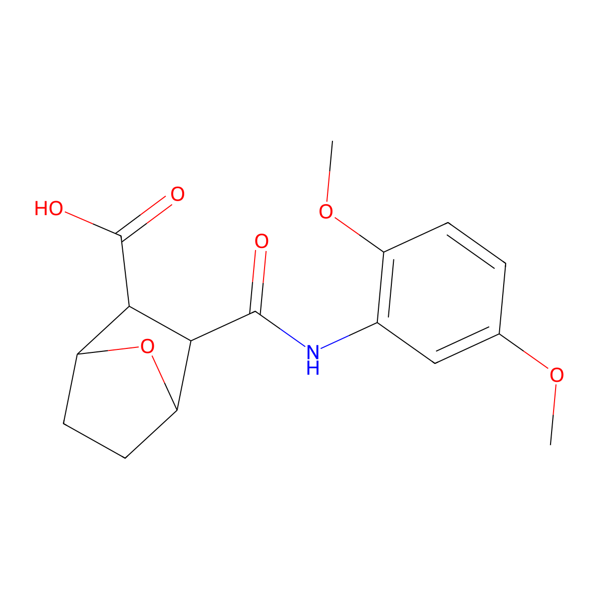 2-[(2,5-Dimethoxyphenyl)carbamoyl]-7-oxabicyclo[2.2.1]heptane-3-carboxylic acid molecular structure, CAS 473446-82-1