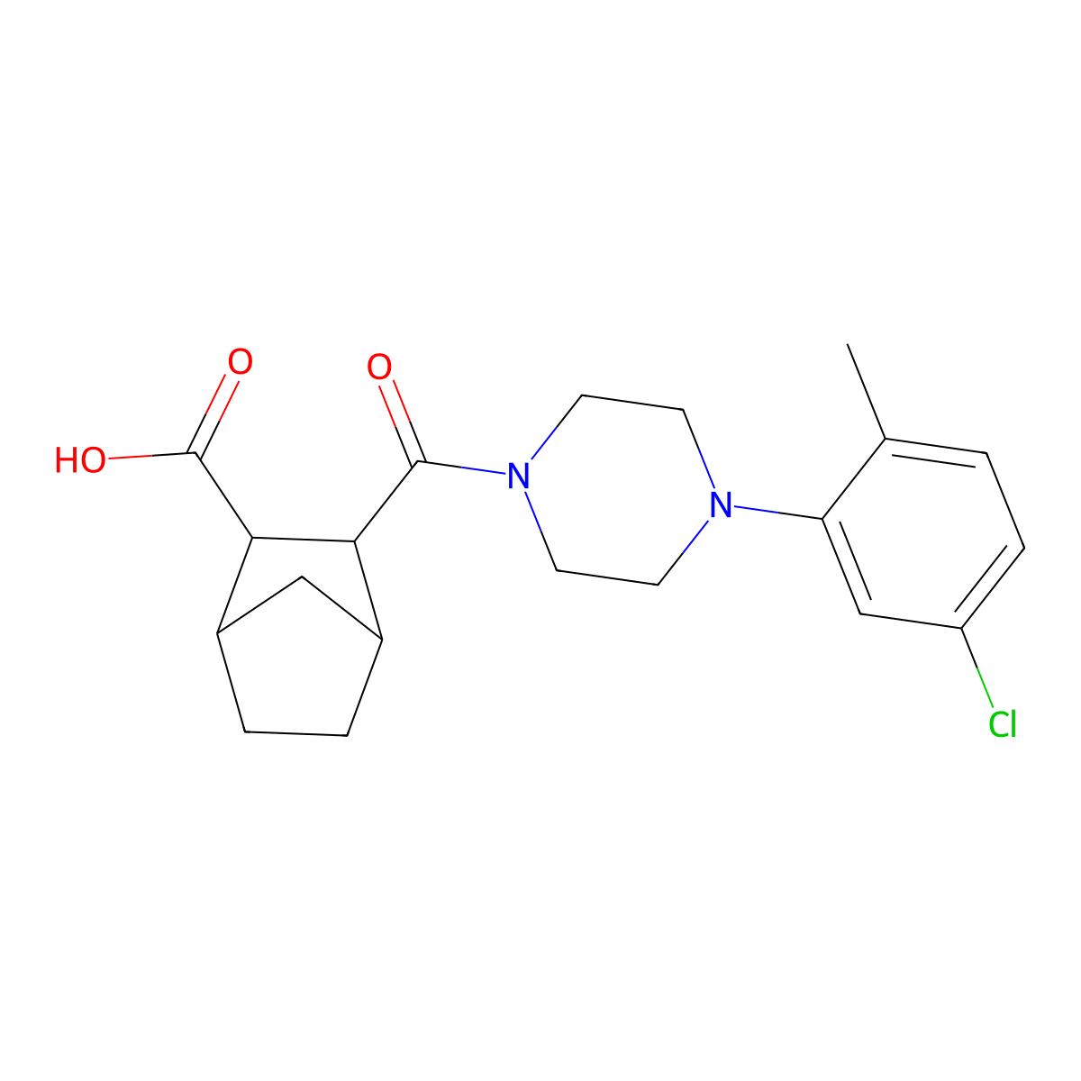 3-{[4-(5-Chloro-2-methylphenyl)piperazin-1-yl]carbonyl}bicyclo[2.2.1]heptane-2-carboxylic acid molecular structure, CAS 473446-84-3